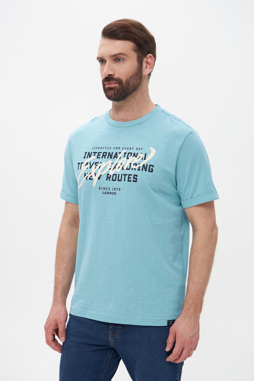 Футболка Lerros бирюзовая с принтом