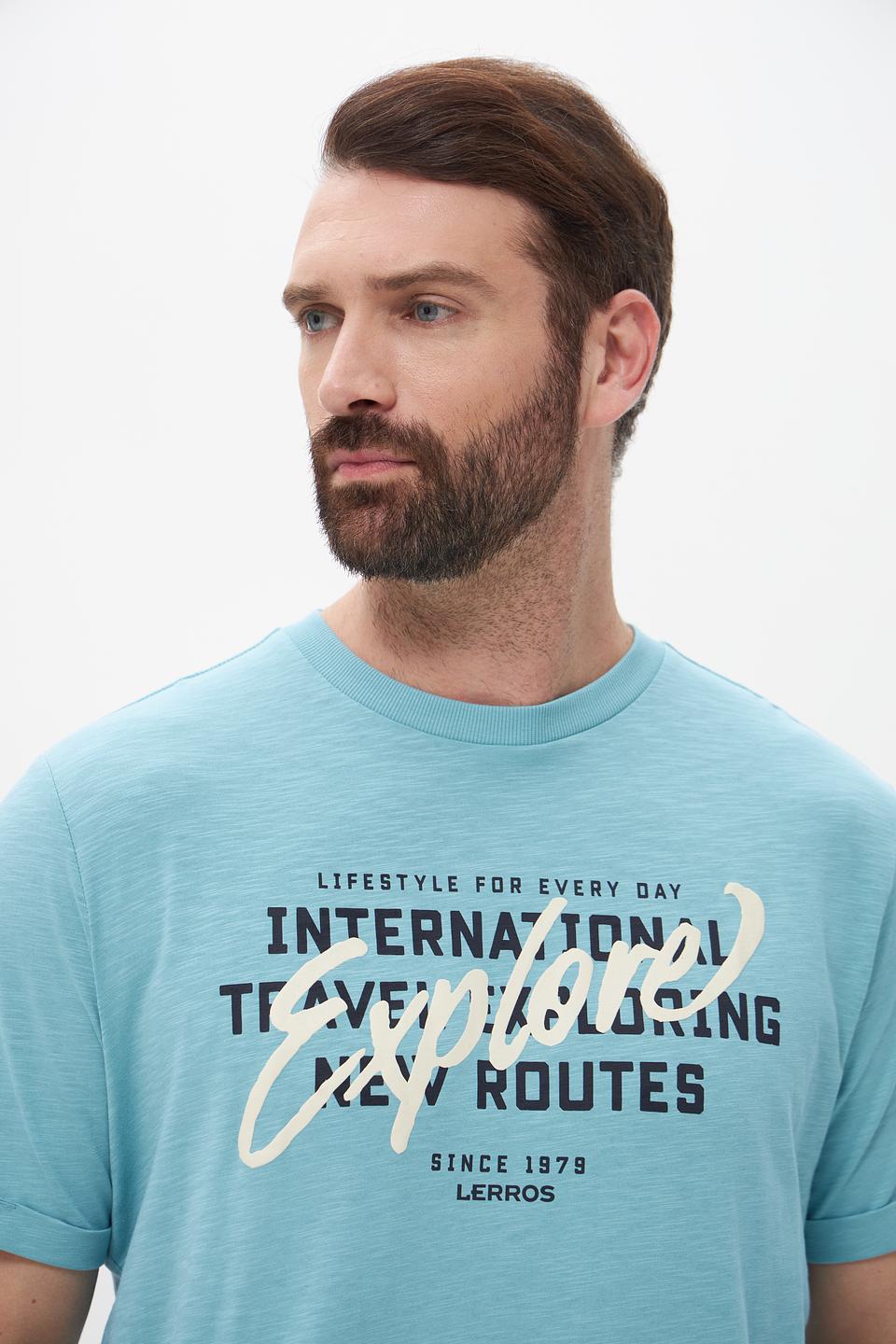 Футболка Lerros бирюзовая с принтом