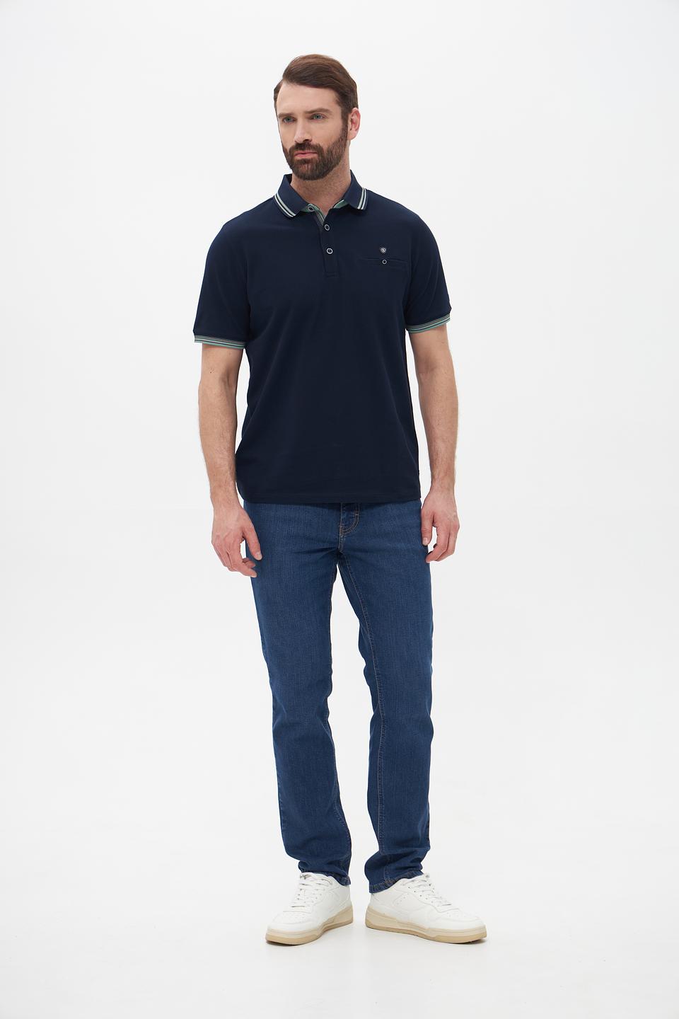 Поло Monte Carlo с карманом темно-синее