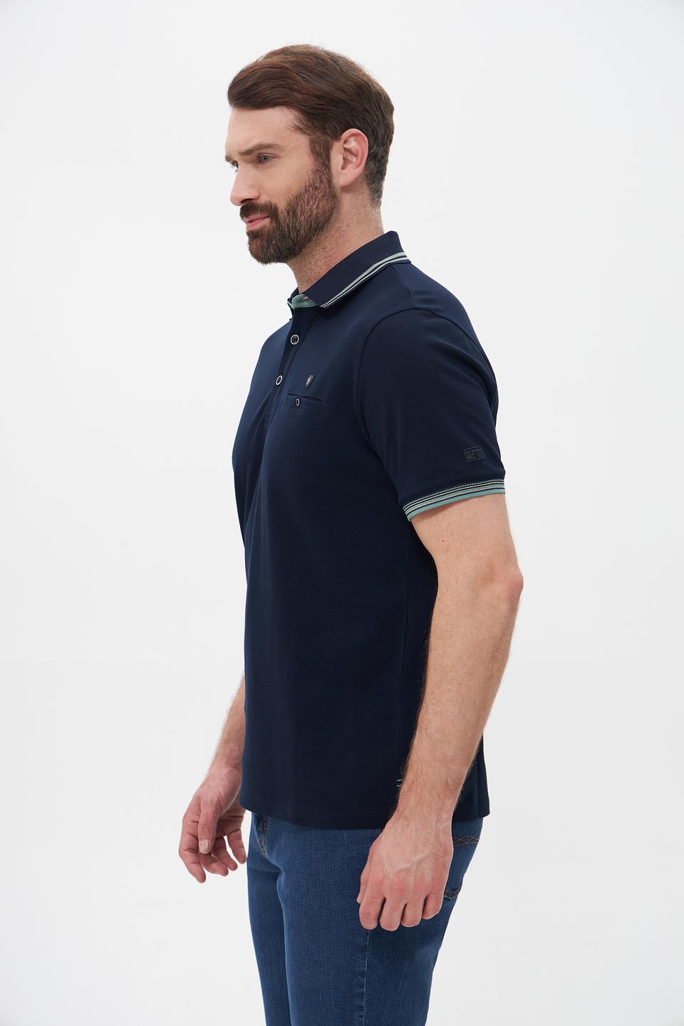 Поло Monte Carlo с карманом темно-синее