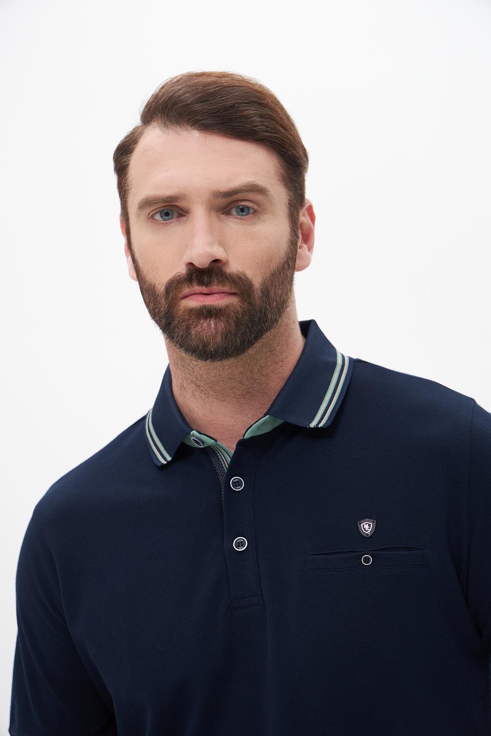 Поло Monte Carlo с карманом темно-синее