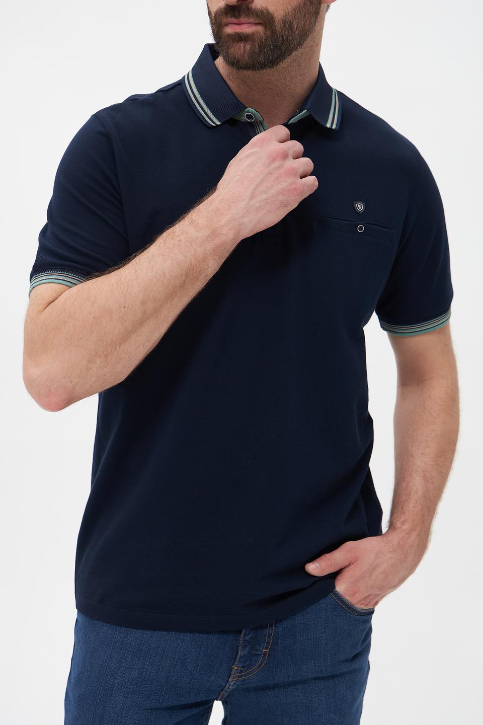 Поло Monte Carlo с карманом темно-синее