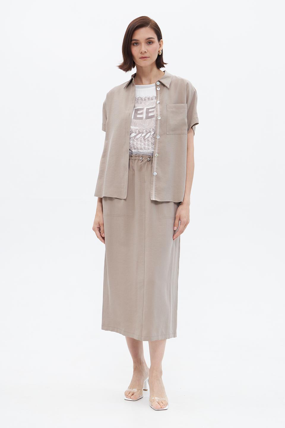 Блуза Bianca с карманами бежевая