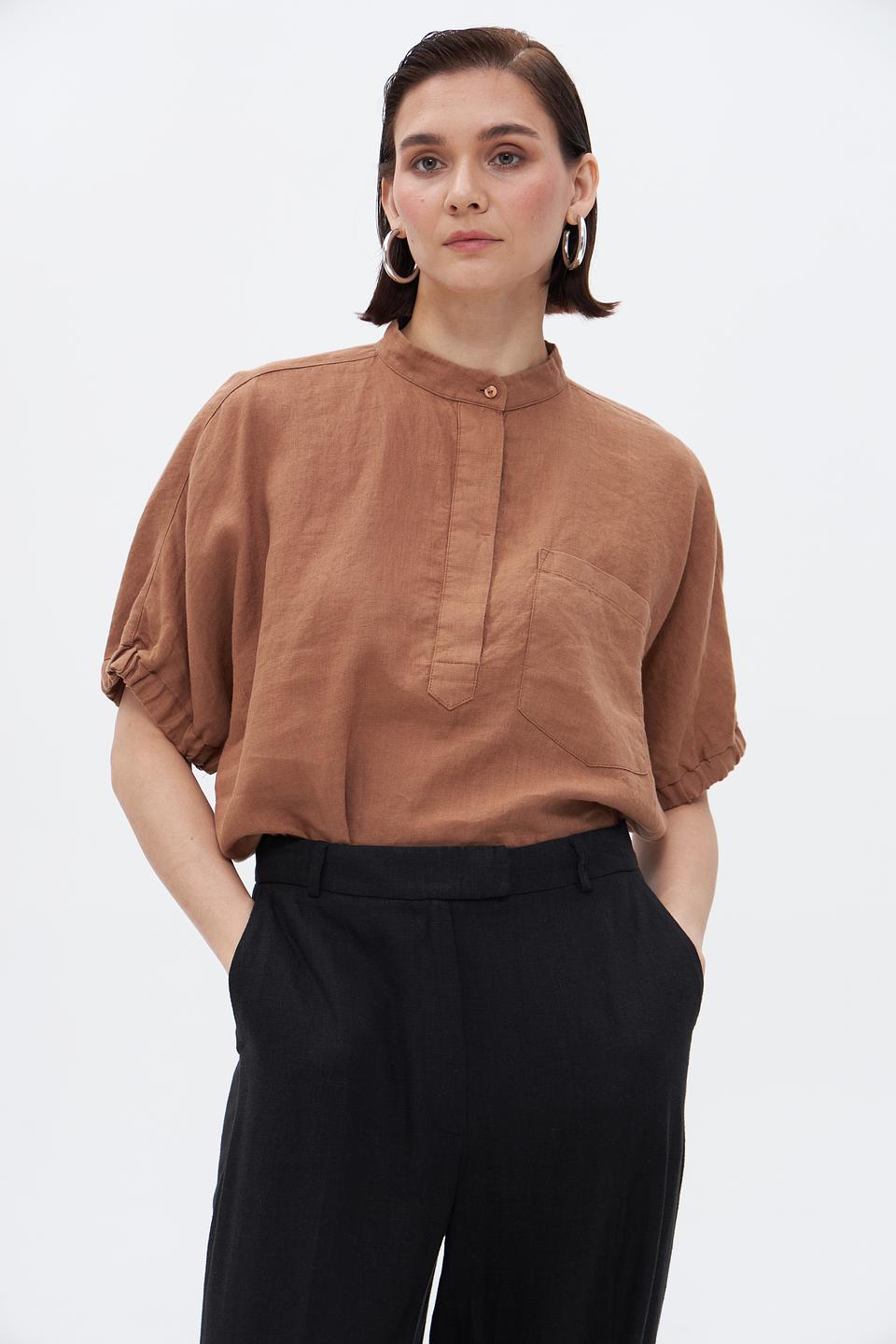 Блуза Bugatti лен коричневый
