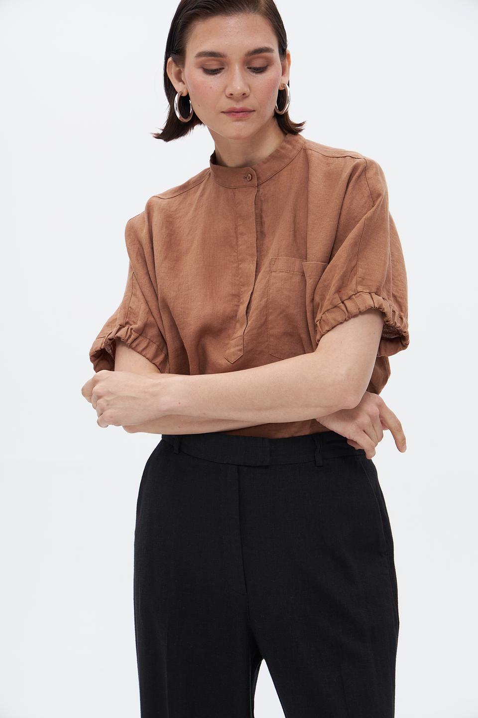 Блуза Bugatti лен коричневый