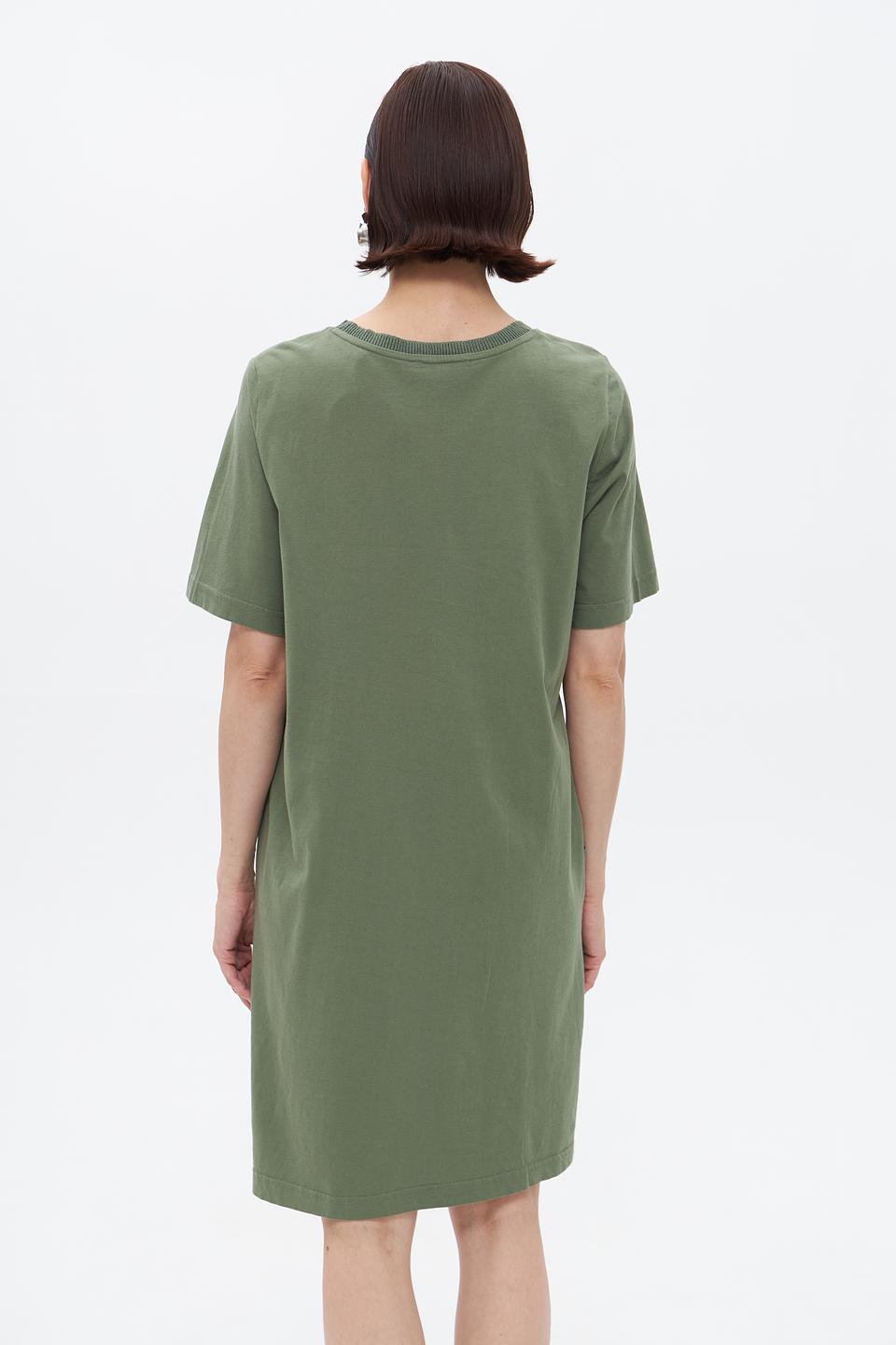Платье Oui из льна оливковое