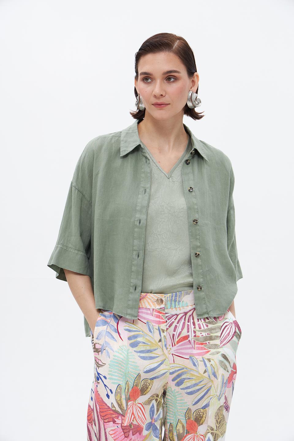 Блуза Oui из льна хаки