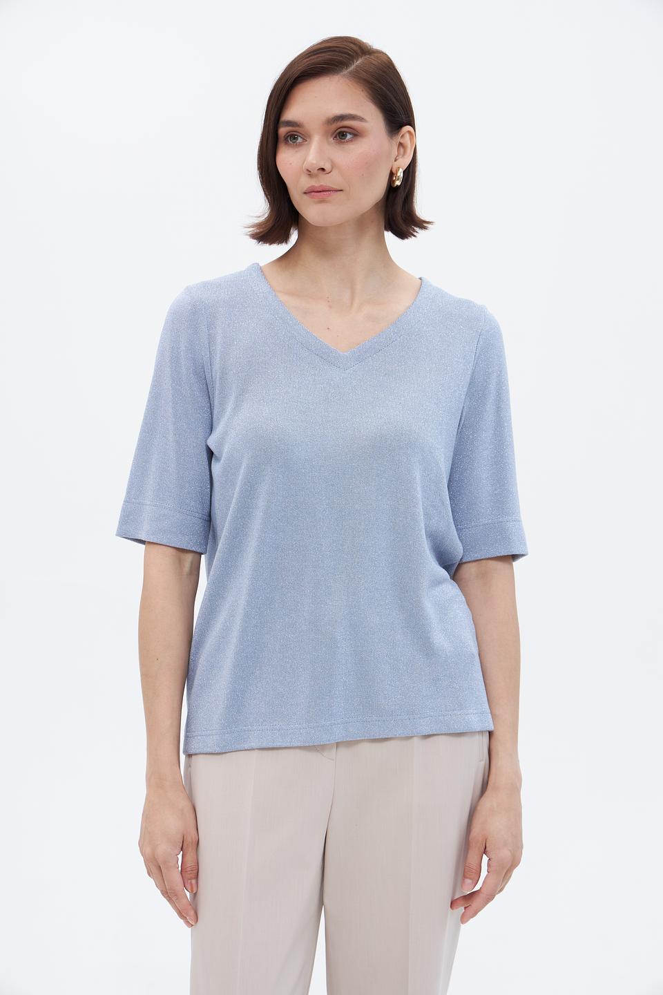 Футболка Bianca с V-образным вырезом голубая