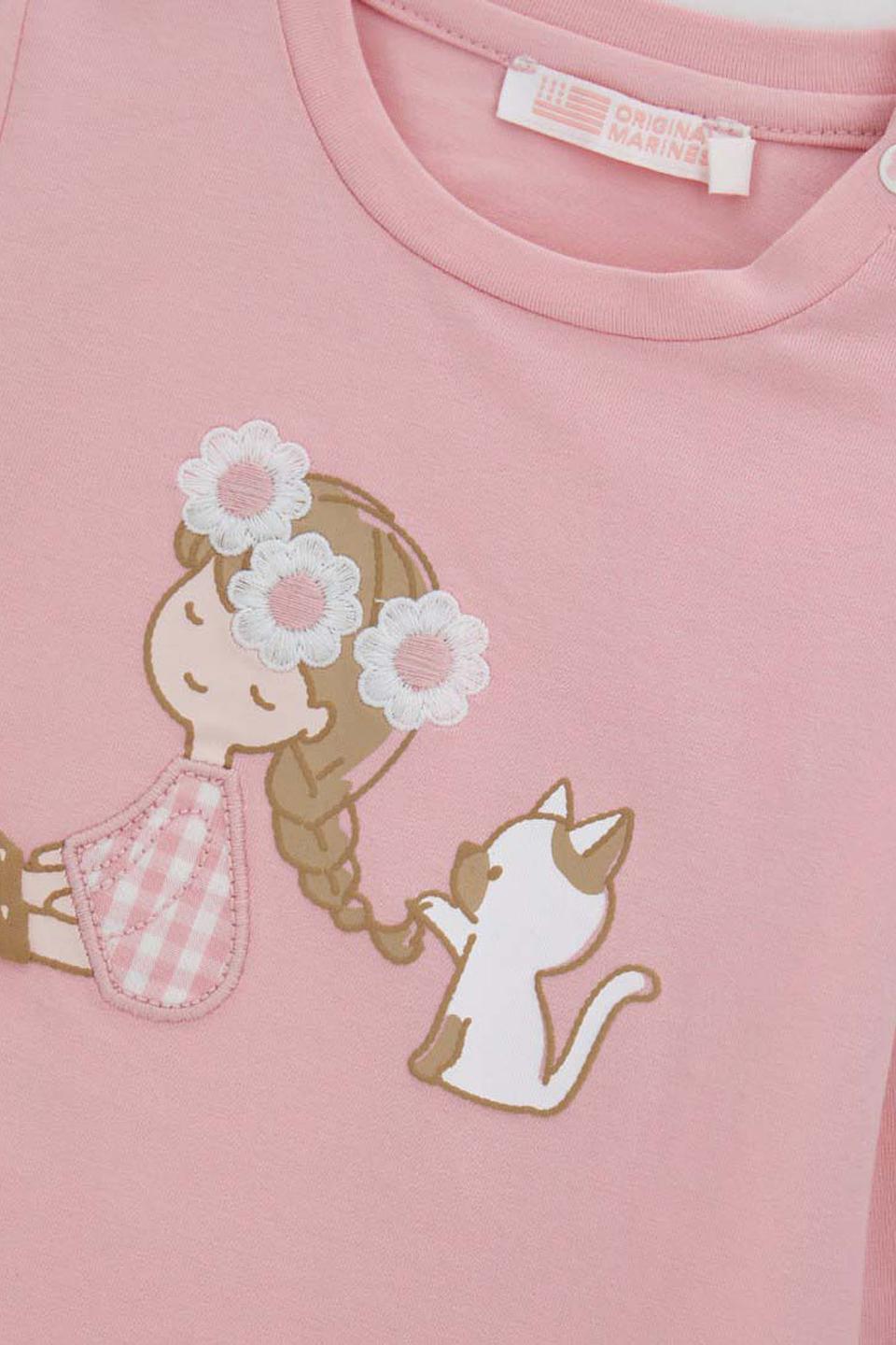 Футболка Original Marines дев. с котиком розовый