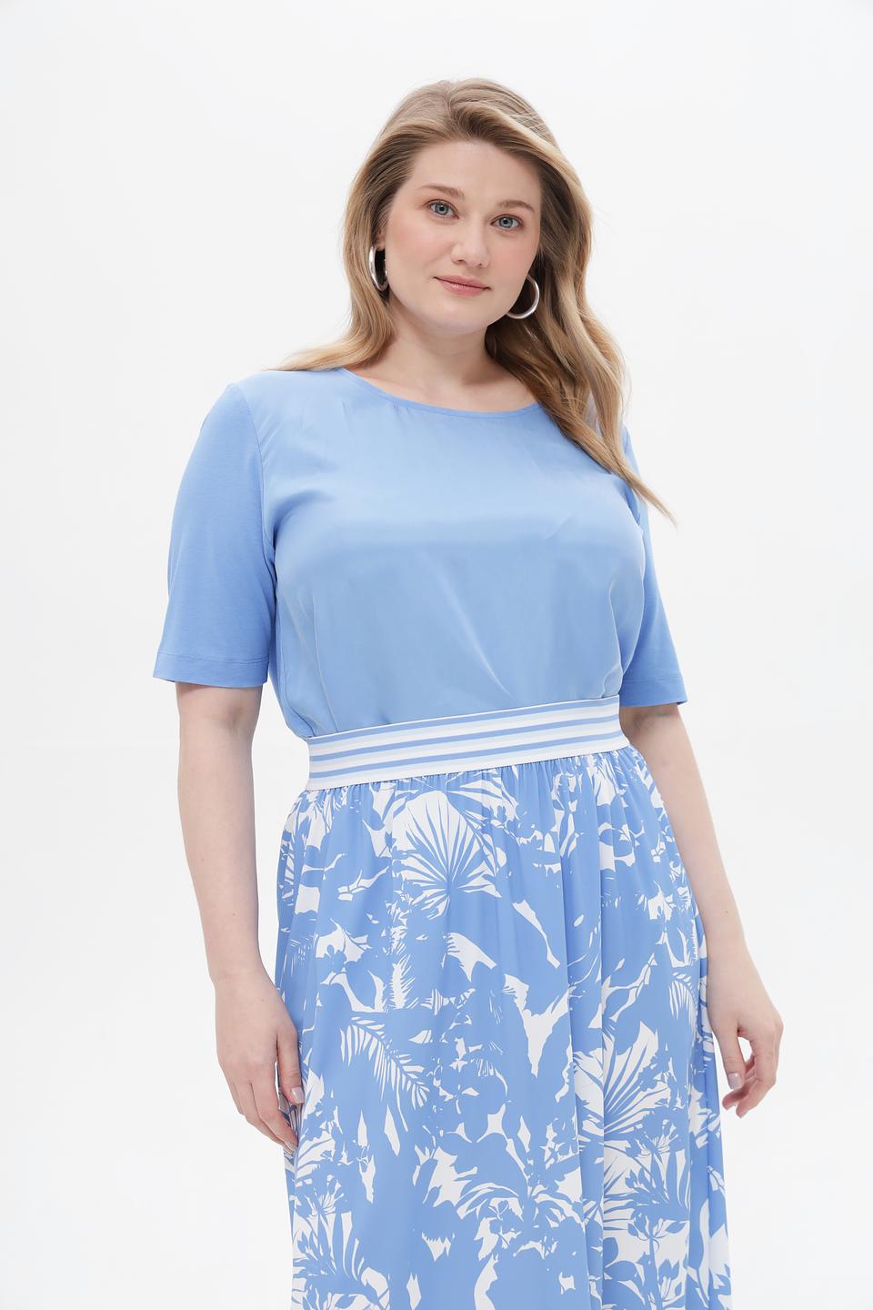 Блуза Frapp голубая с коротким рукавом