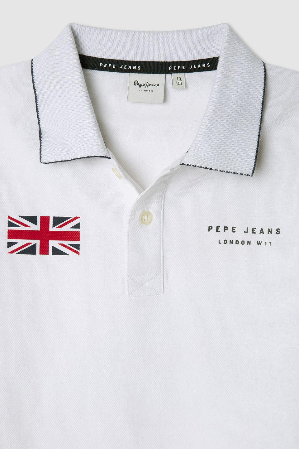 Поло Pepe Jeans London белый с флагом