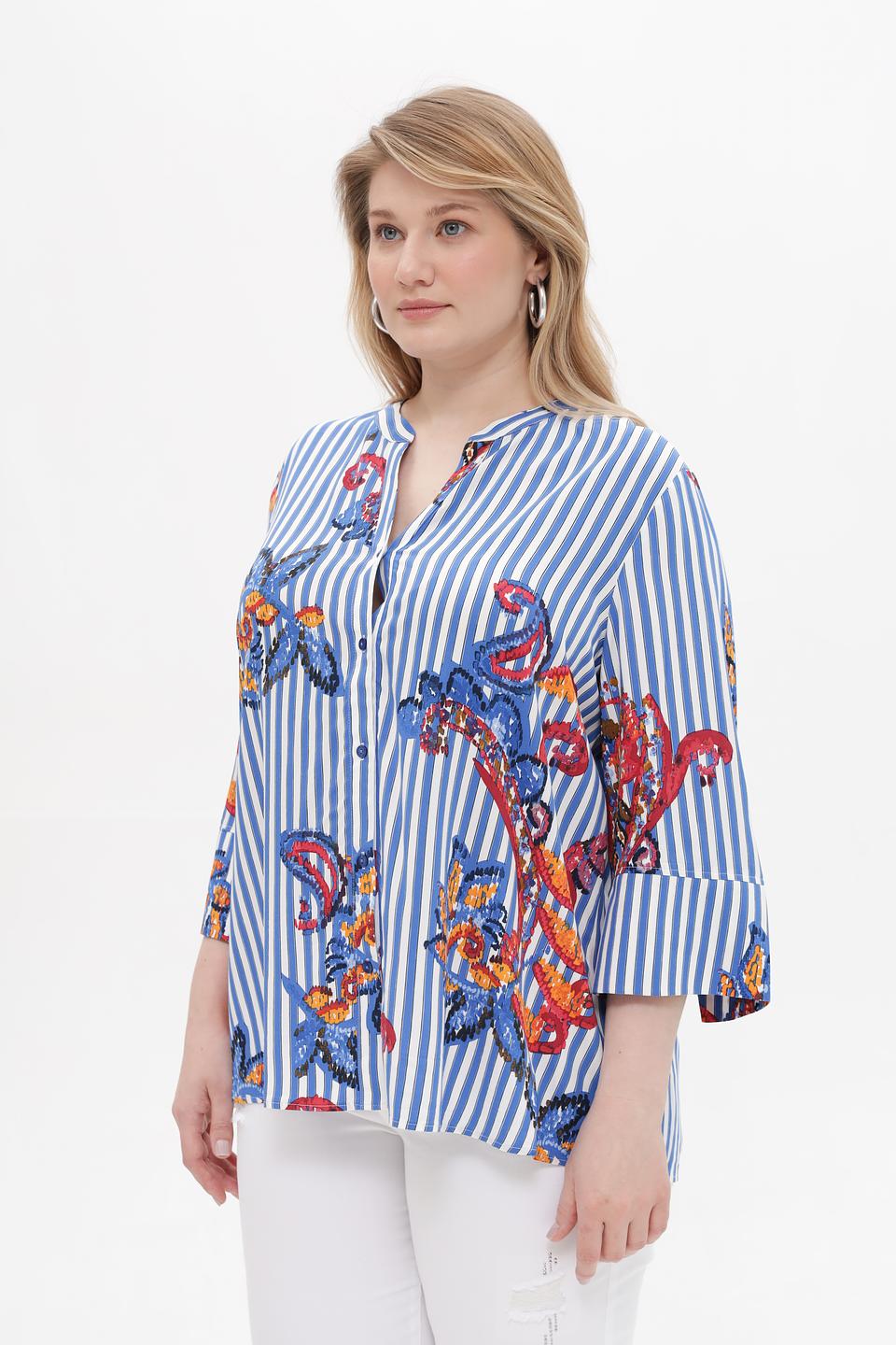 Блуза Samoon в полоску с принтом