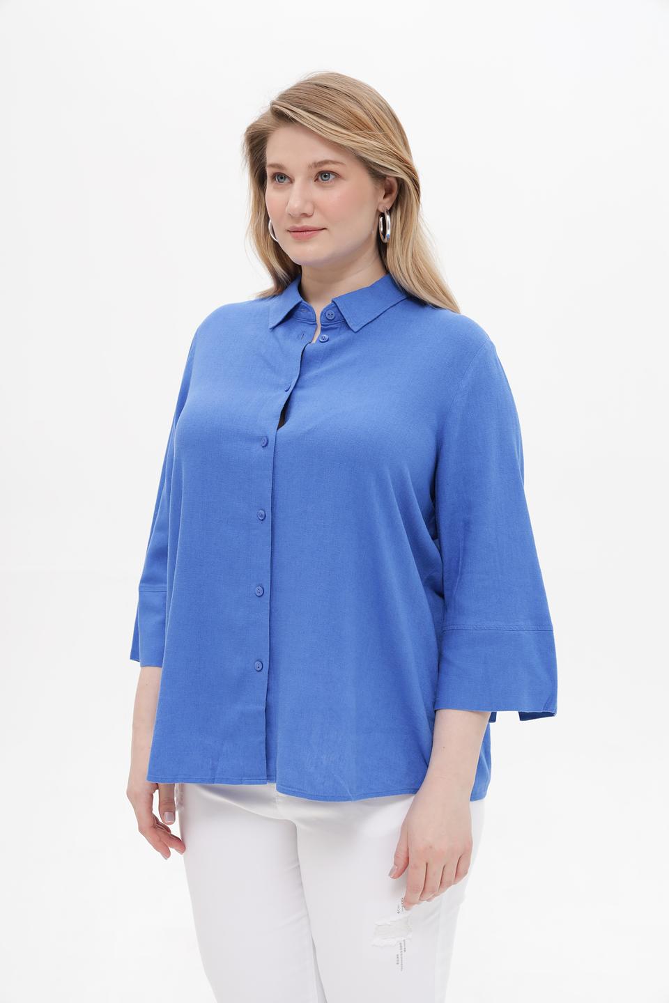 Блузка Samoon голубая с 3/4 рукавом