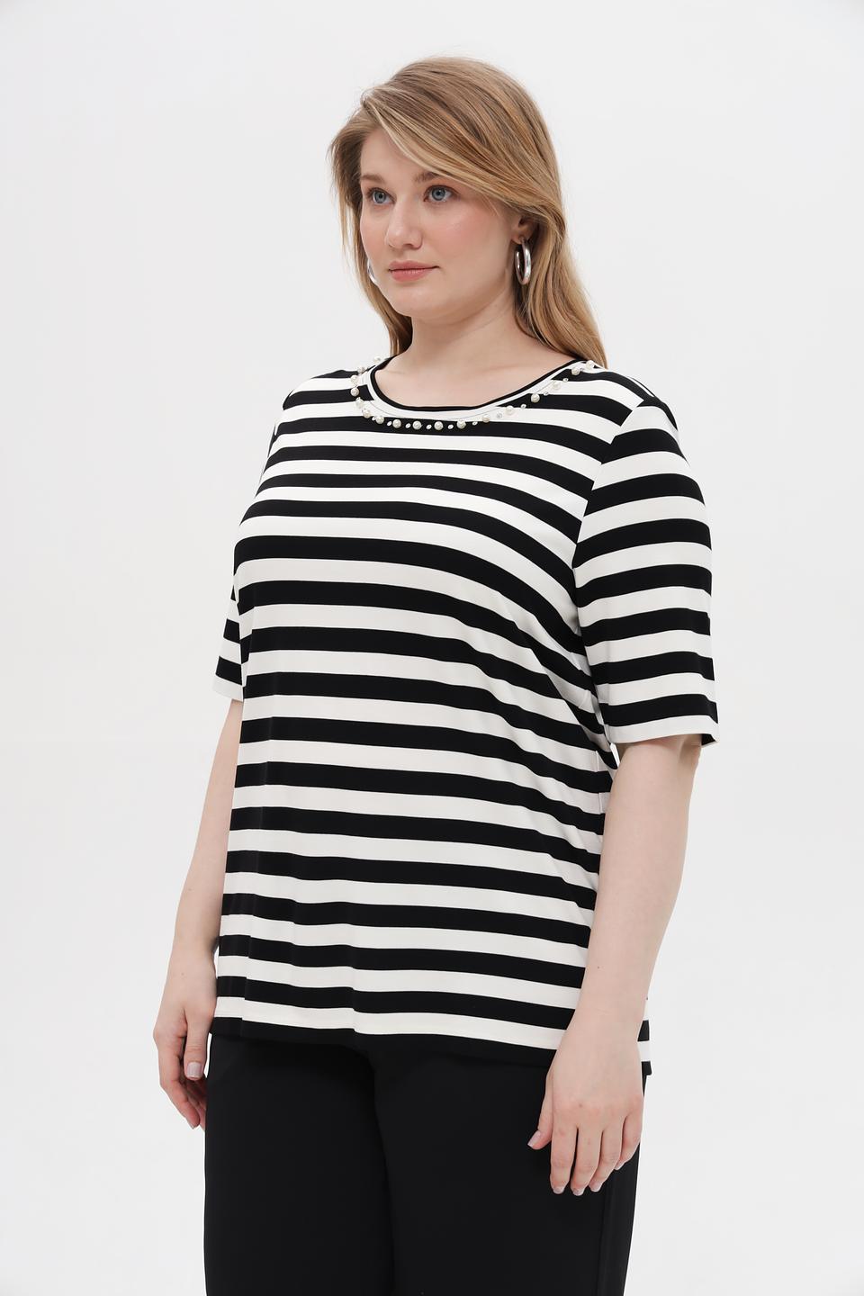 Футболка Via Appia в полоску черная