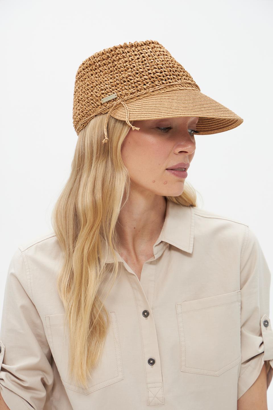 Бейсболка Seeberger плетеная бежевая