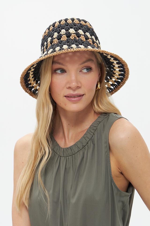 Шляпа Seeberger плетёная чёрно-бежевая