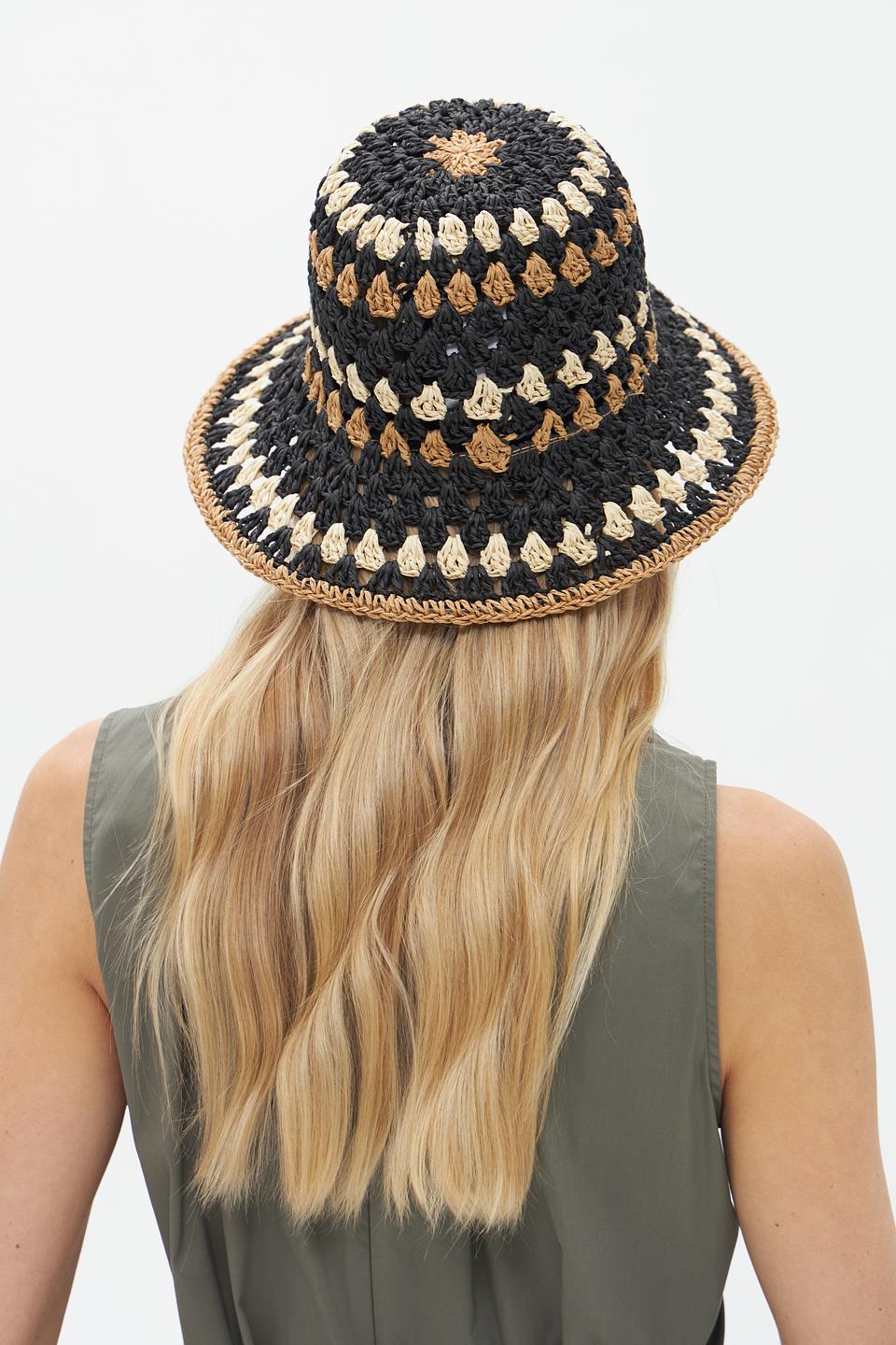 Шляпа Seeberger плетёная чёрно-бежевая
