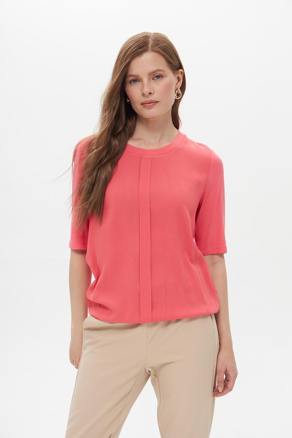Блуза Lebek коралловая с защипами