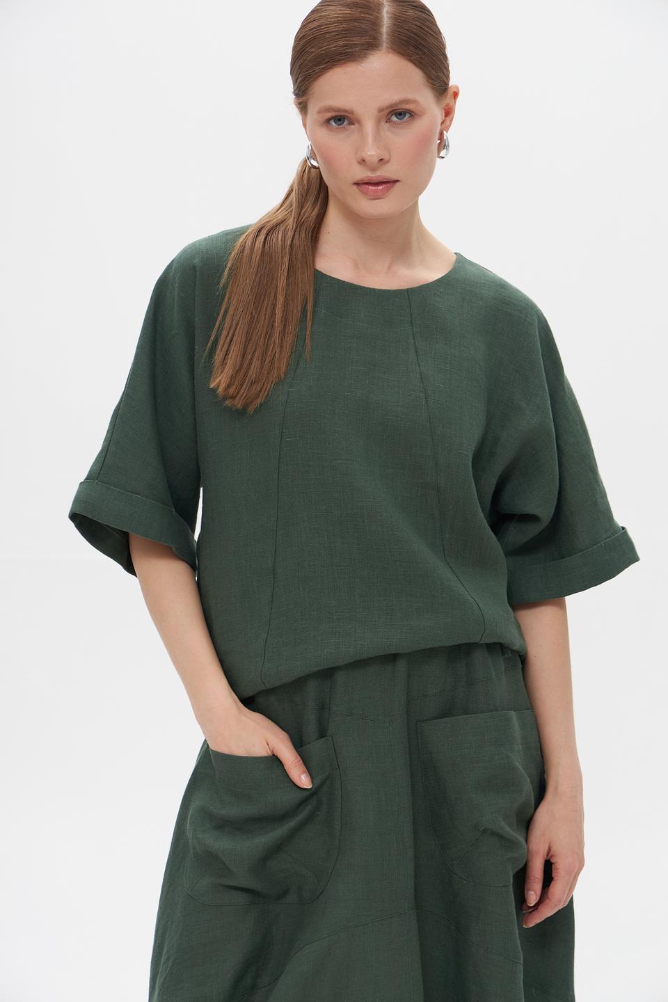 Блуза Electra style из льна, зеленый