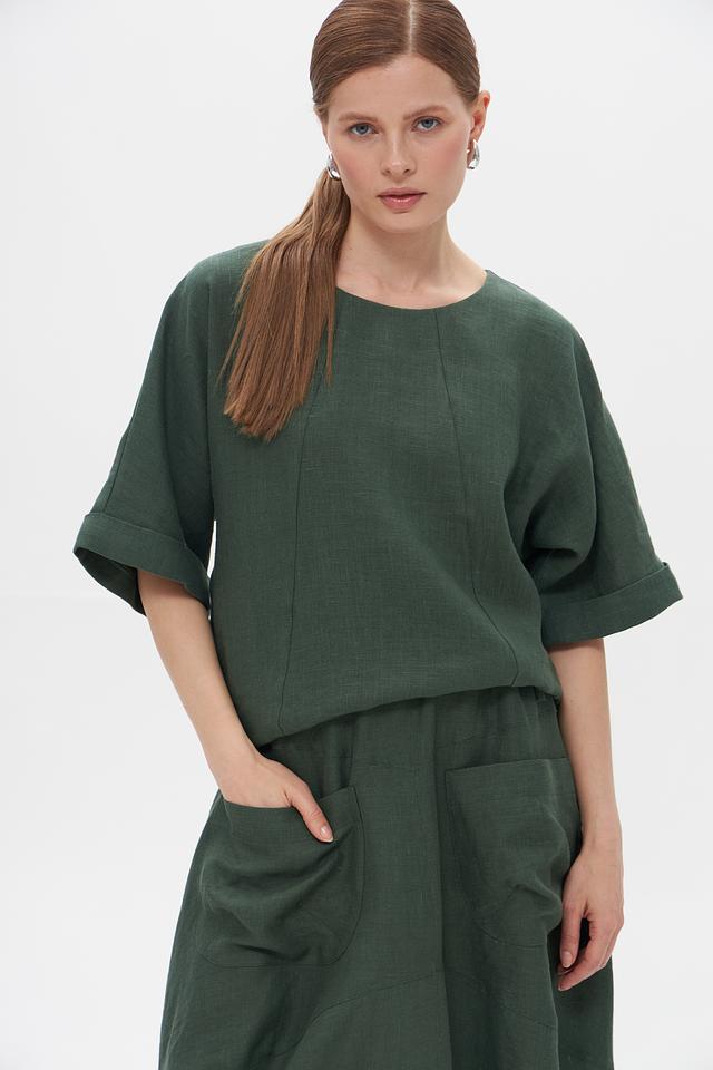 Блуза Electra style из льна, зеленый
