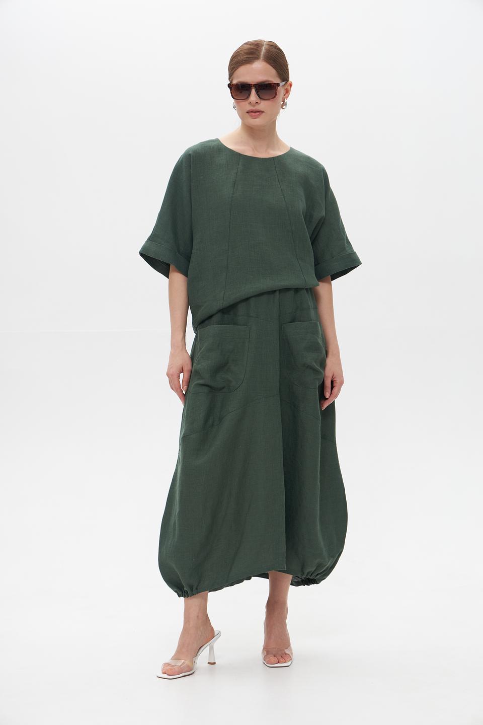 Блуза Electra style из льна, зеленый