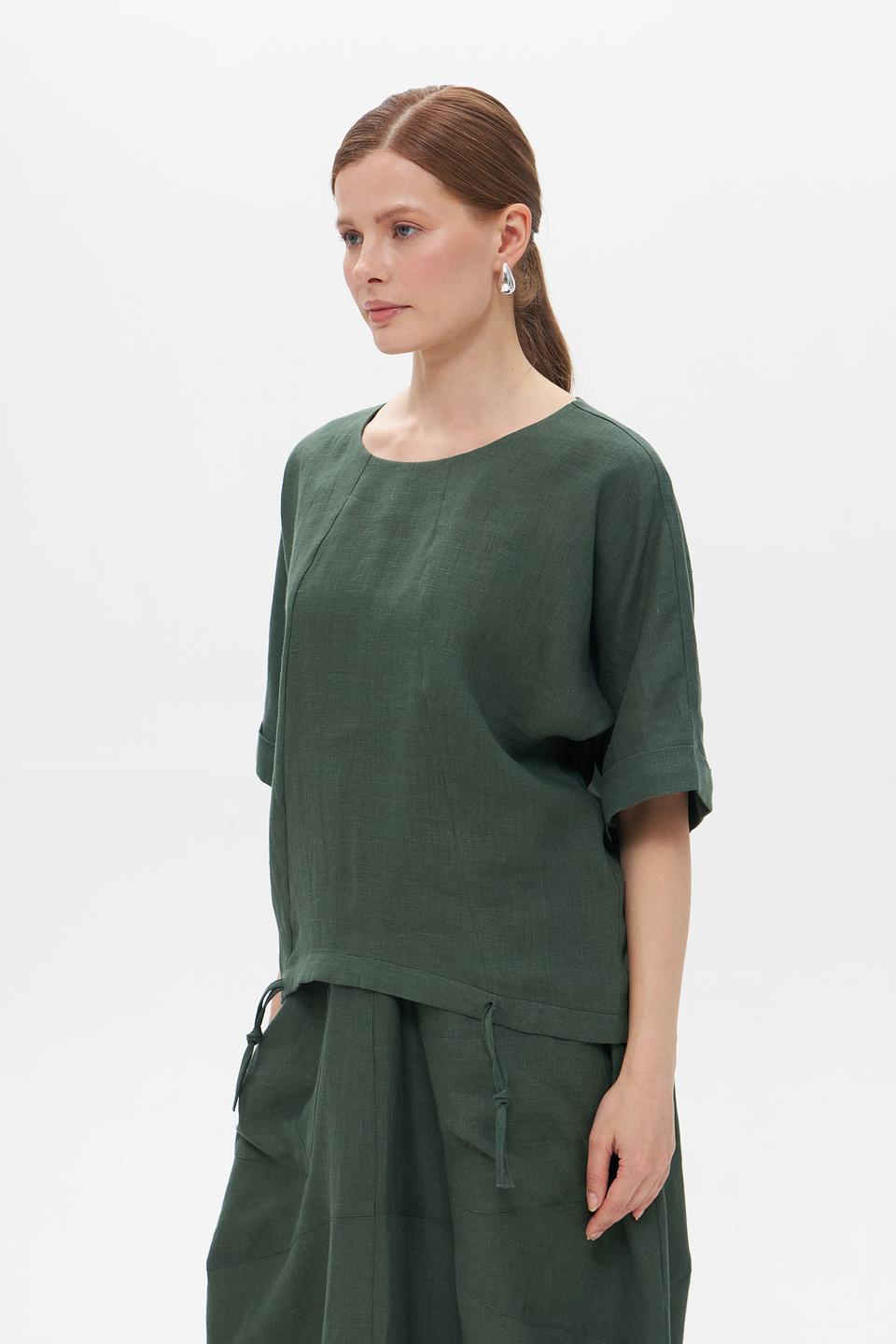 Блуза Electra style из льна, зеленый