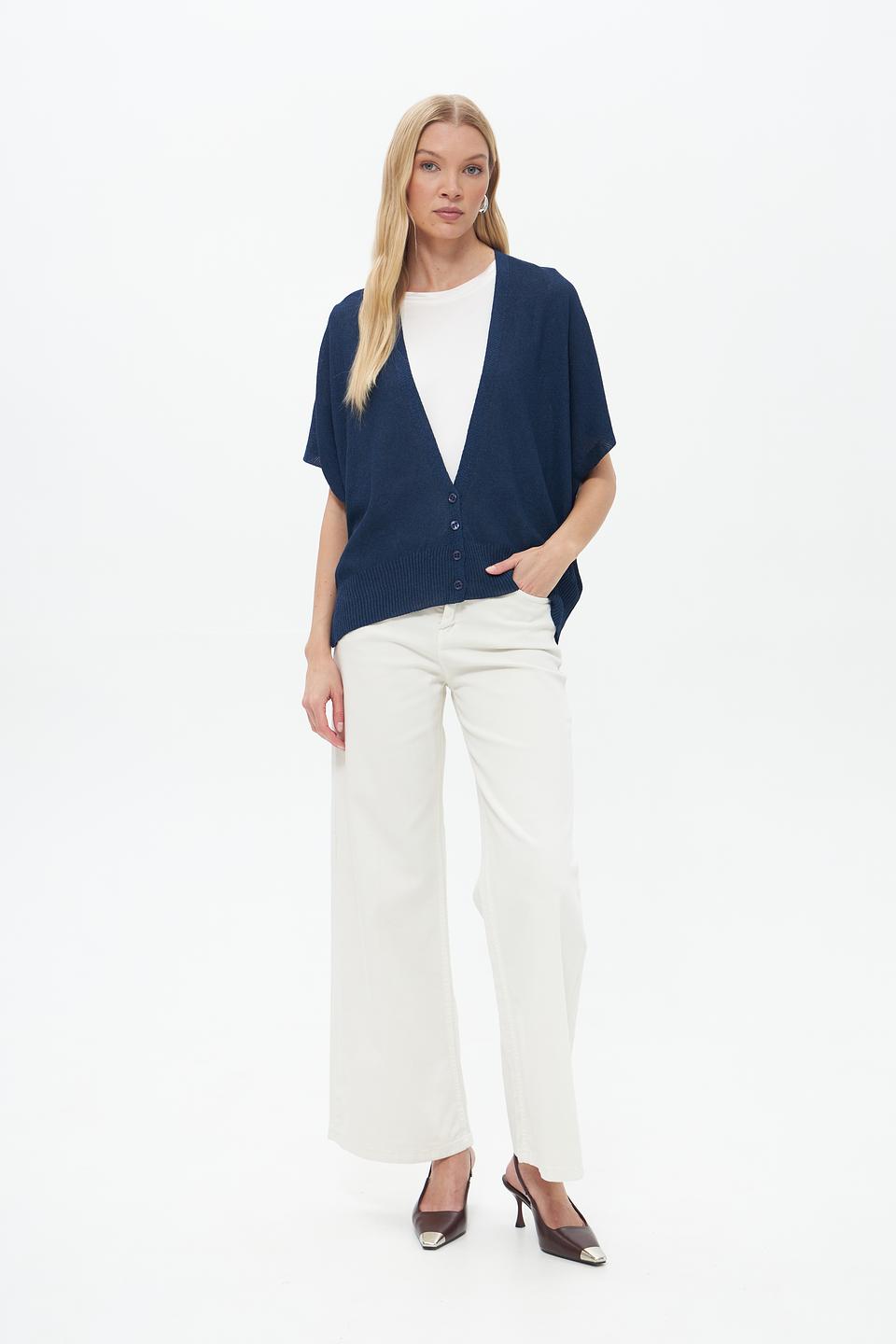 Жакет Croche вязаный синий