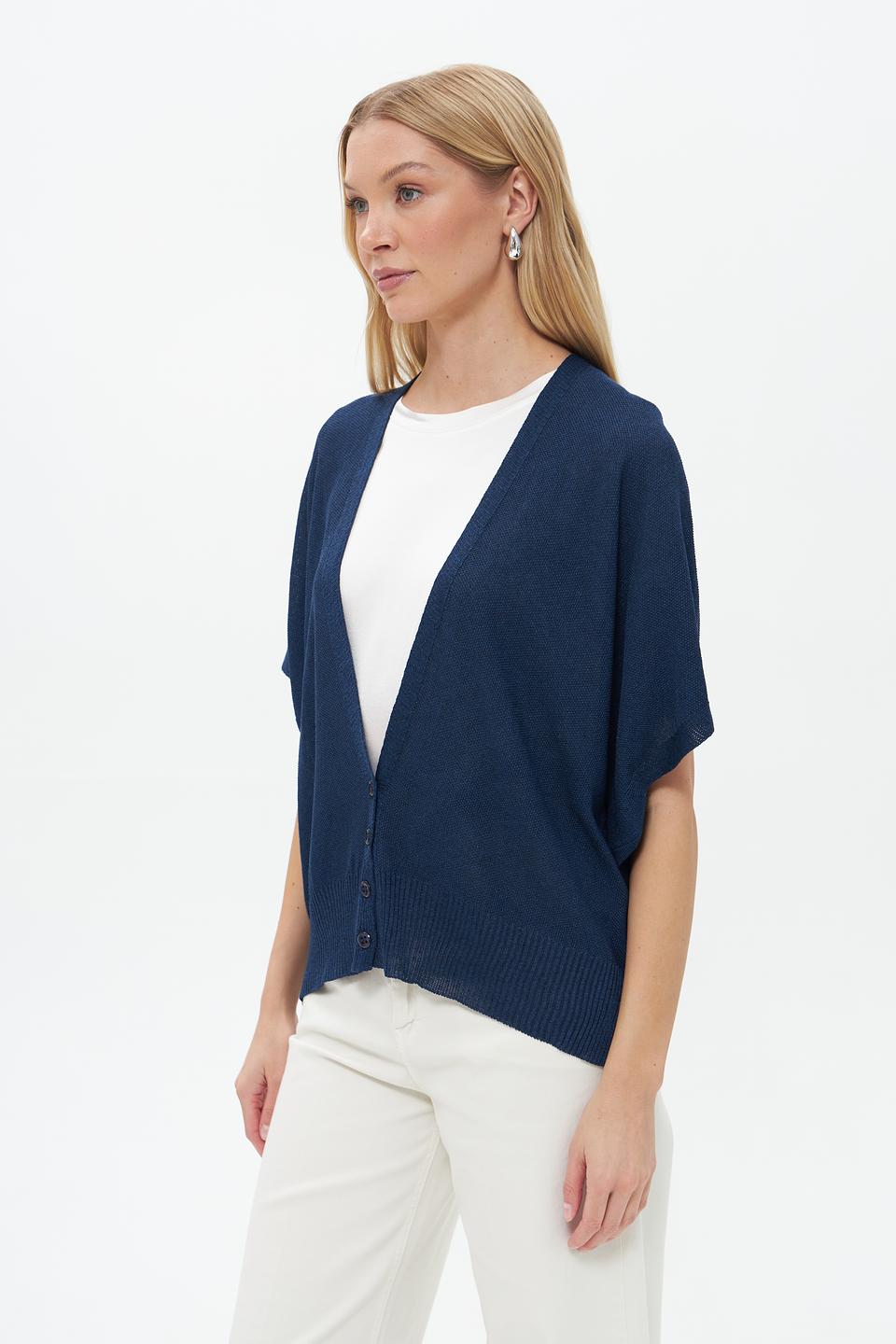 Жакет Croche вязаный синий