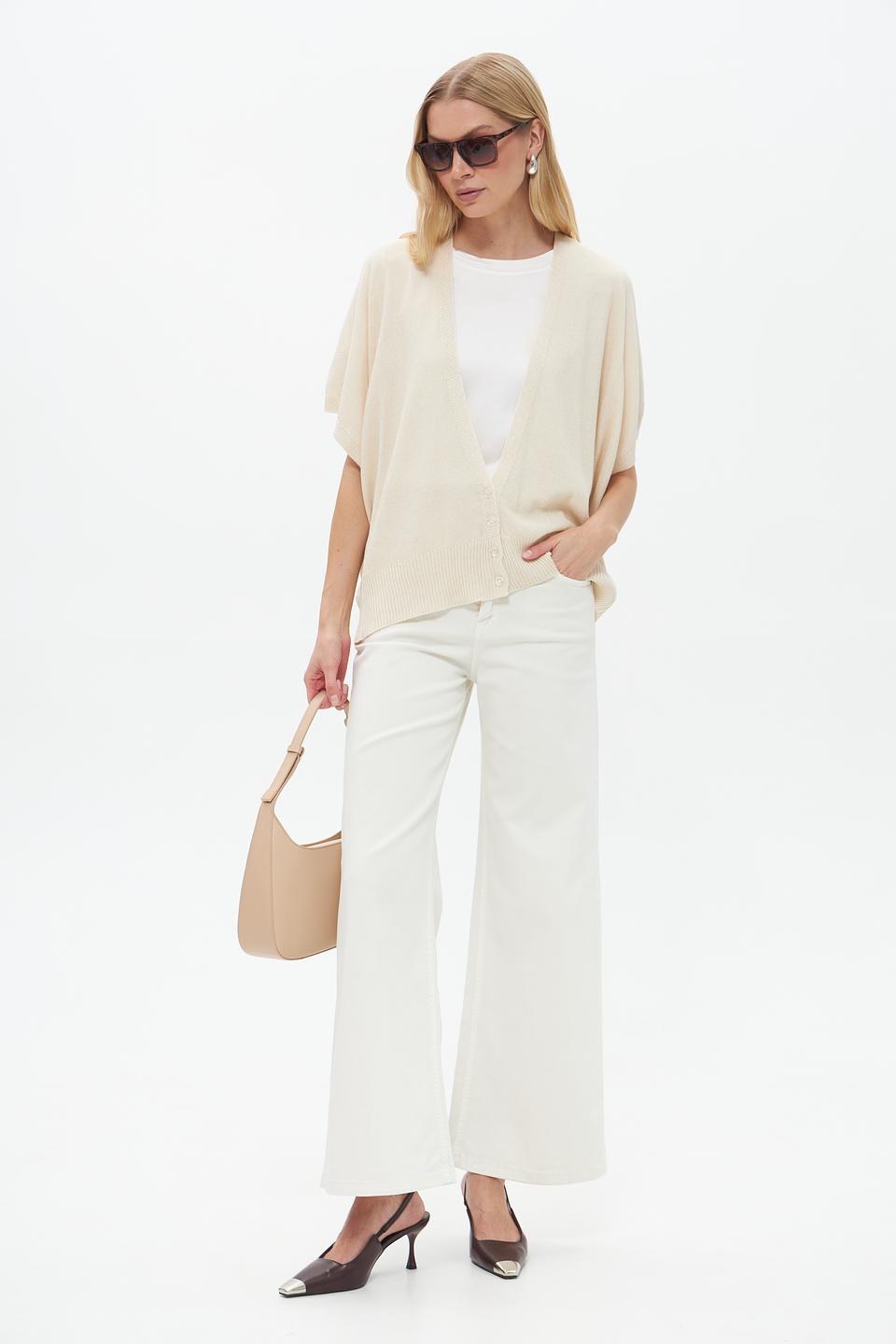 Джинсы клеш Croche молочные