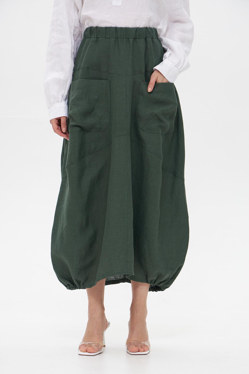 Юбка Electra style зеленая льняная