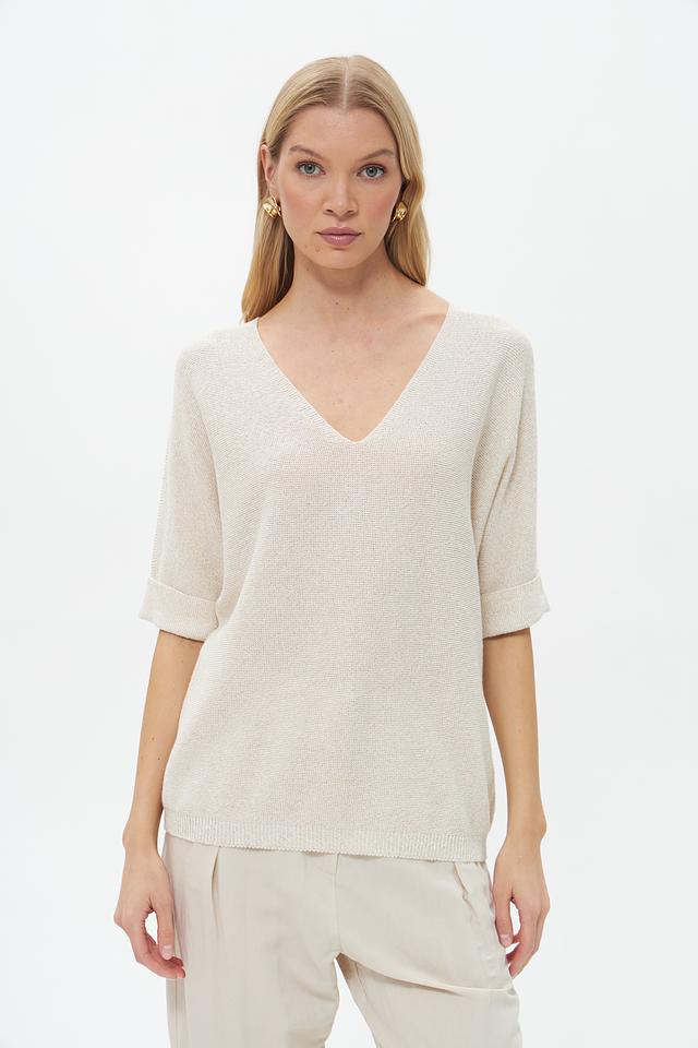 Пуловер Catnoir с V-образным вырезом бежевый