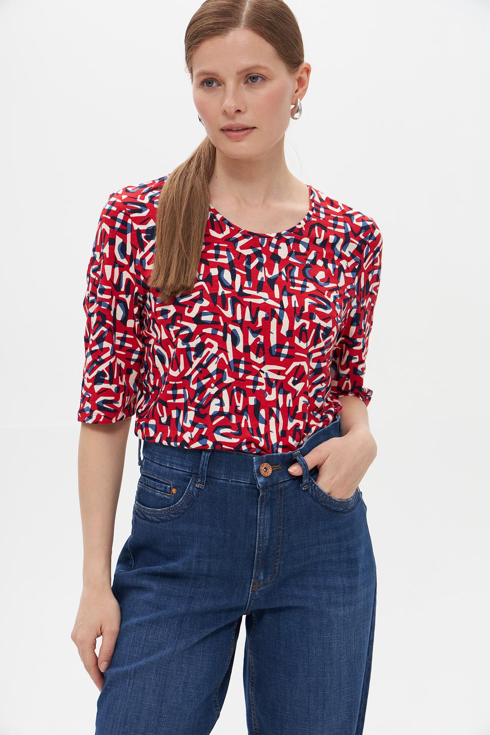 Футболка Lebek с принтом красный