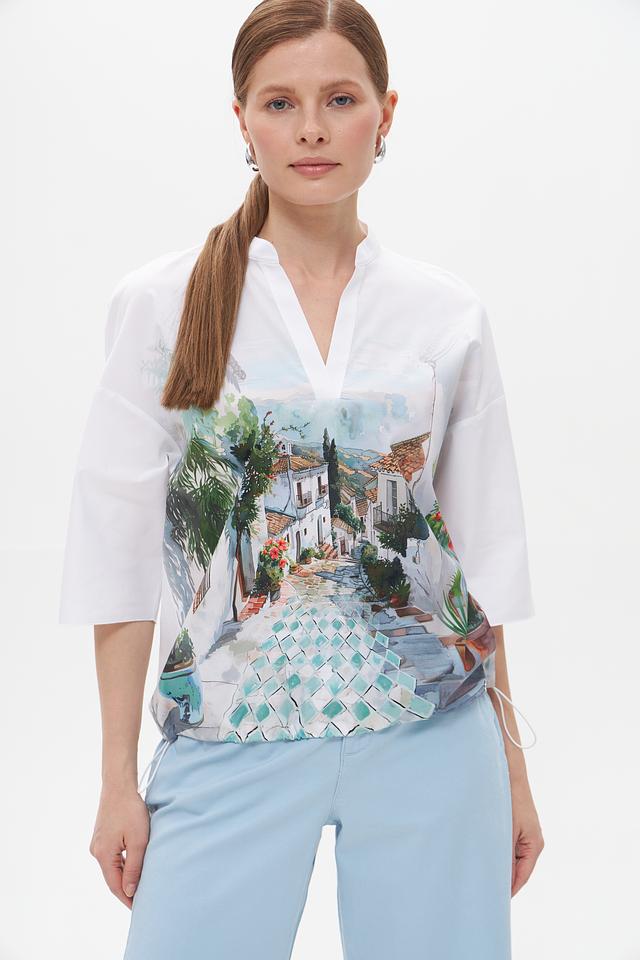 Блуза Marc Cain с принтом "Город"