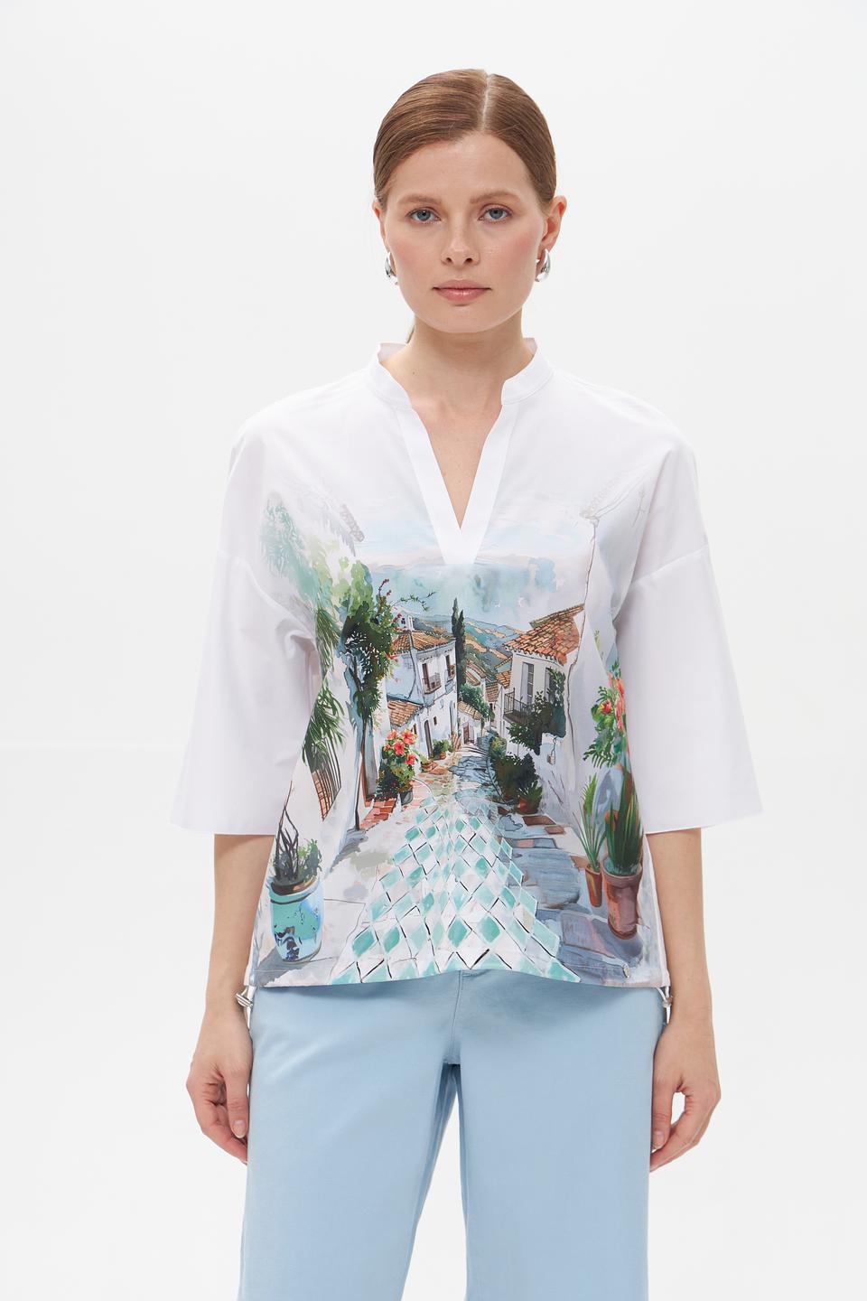 Блуза Marc Cain с принтом "Город"