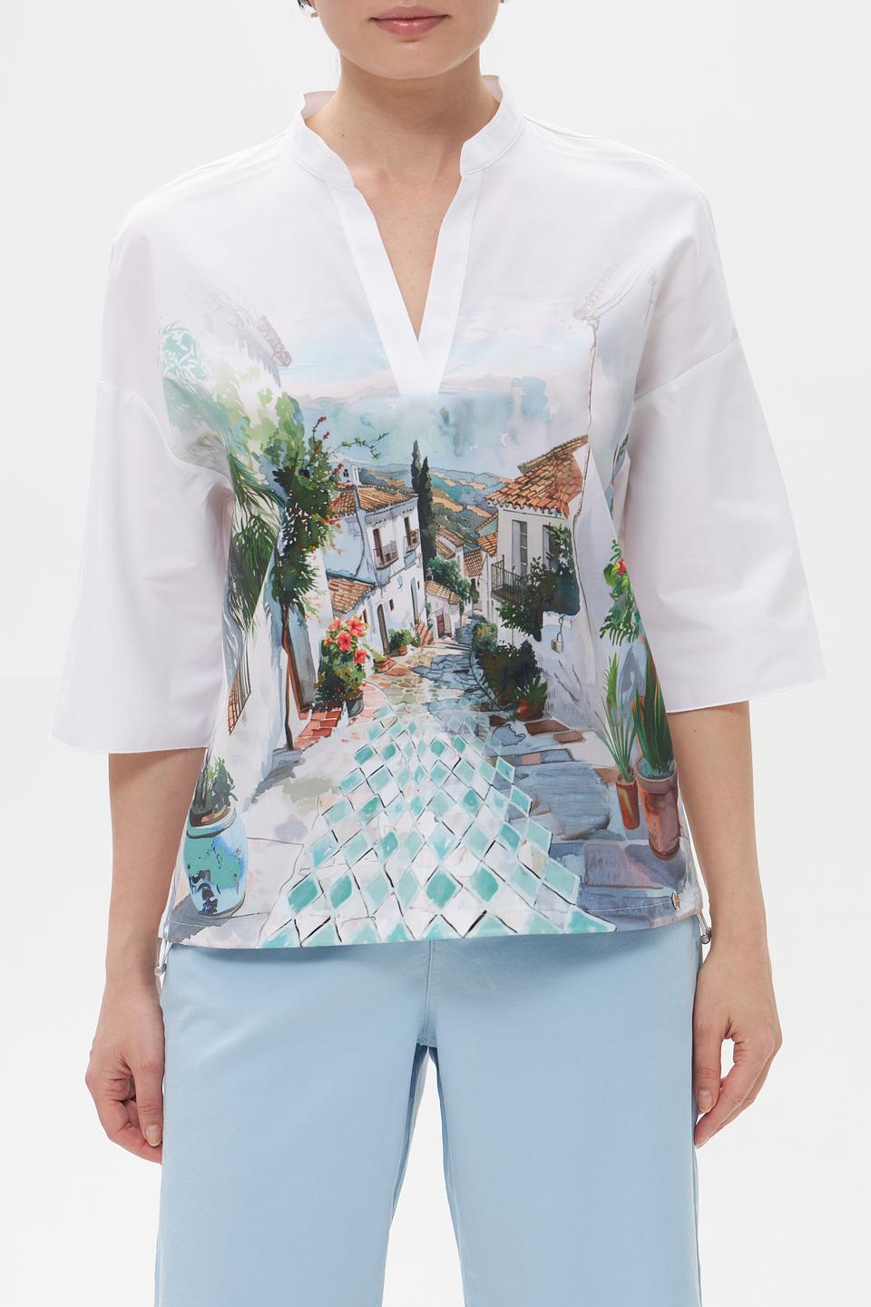 Блуза Marc Cain с принтом "Город"