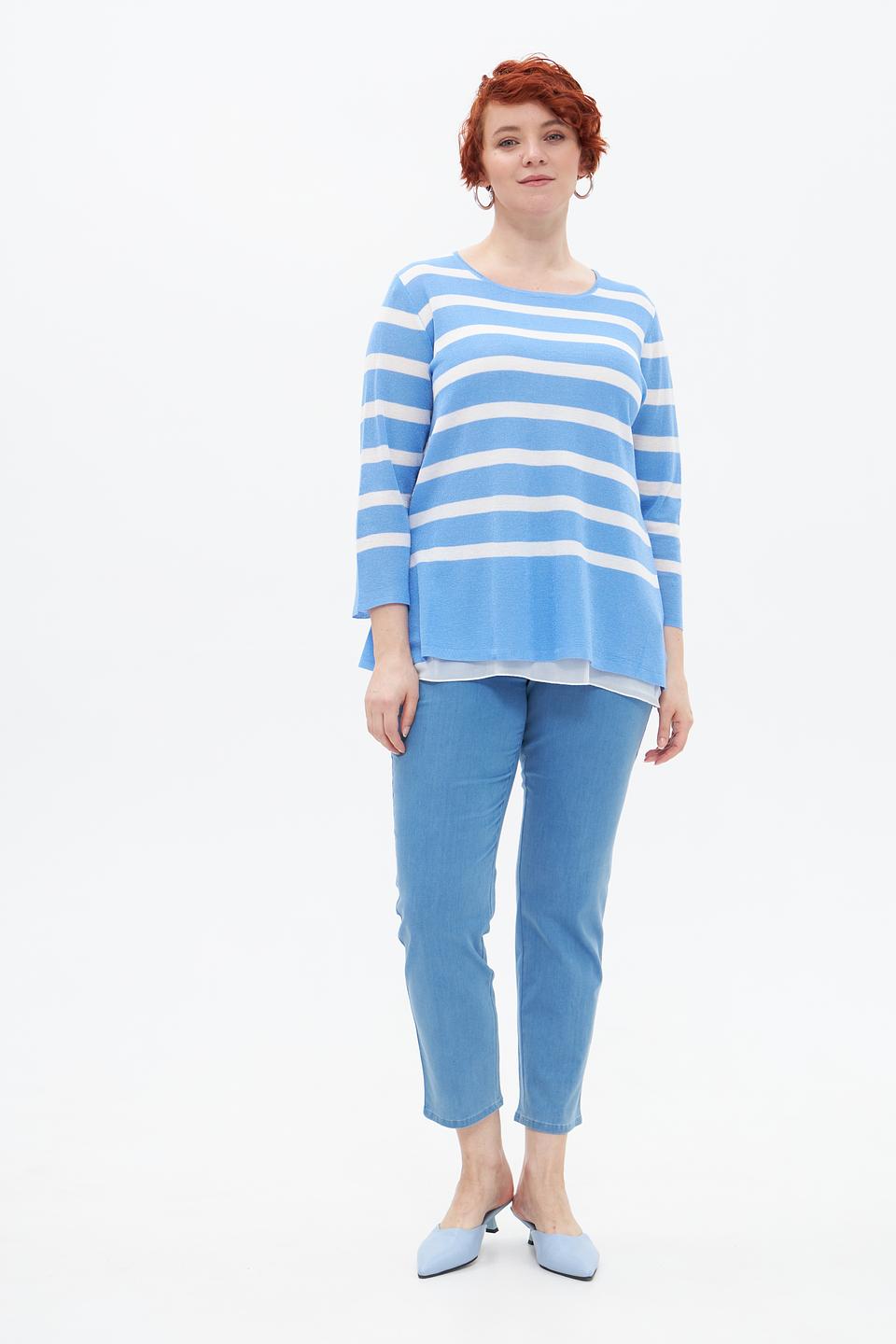 Пуловер Frapp в полоску голубой
