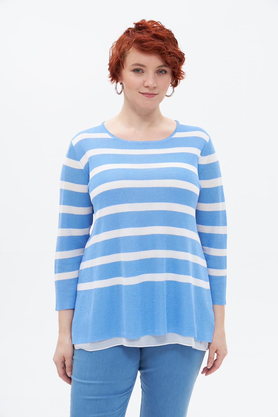 Пуловер Frapp в полоску голубой
