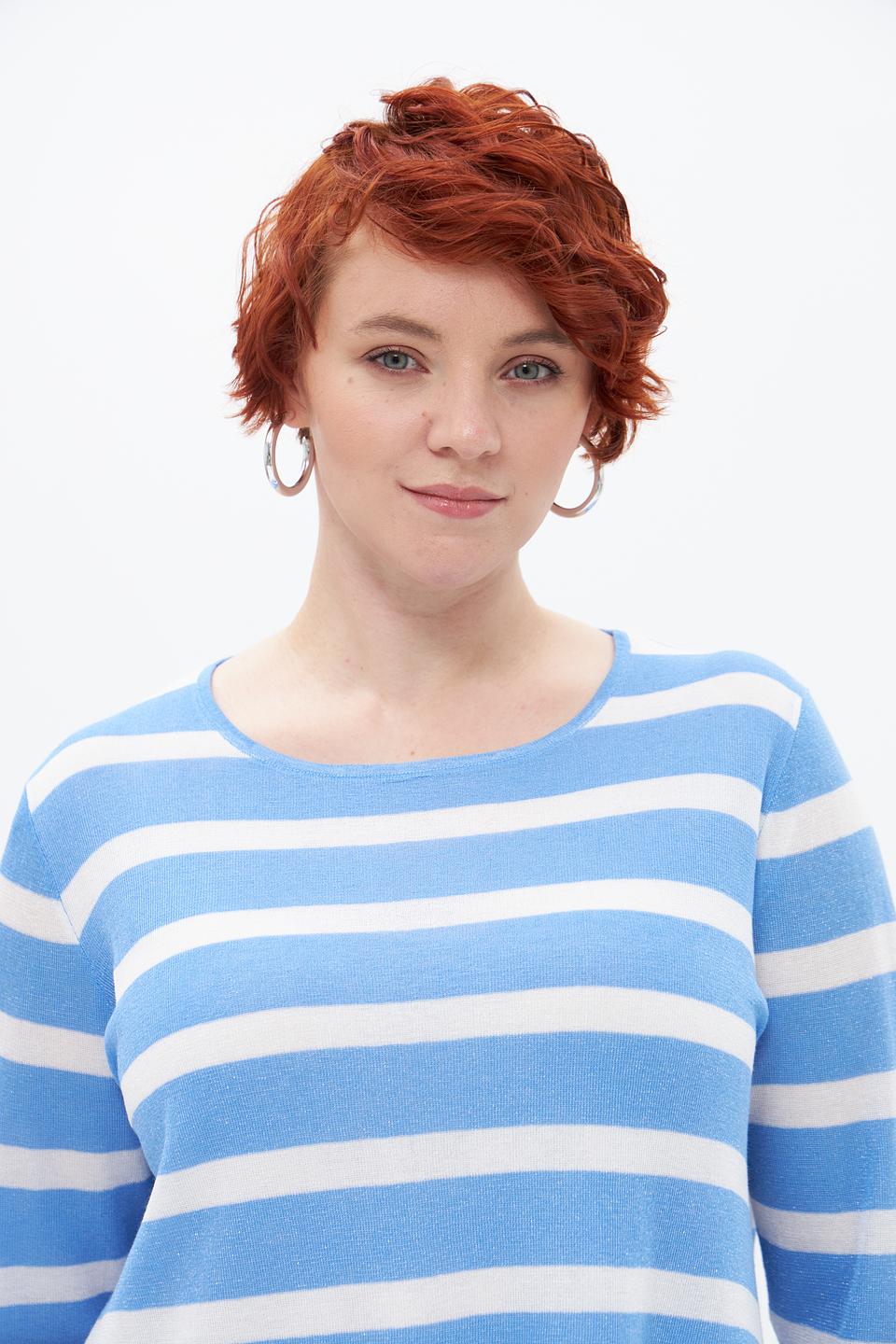 Пуловер Frapp в полоску голубой