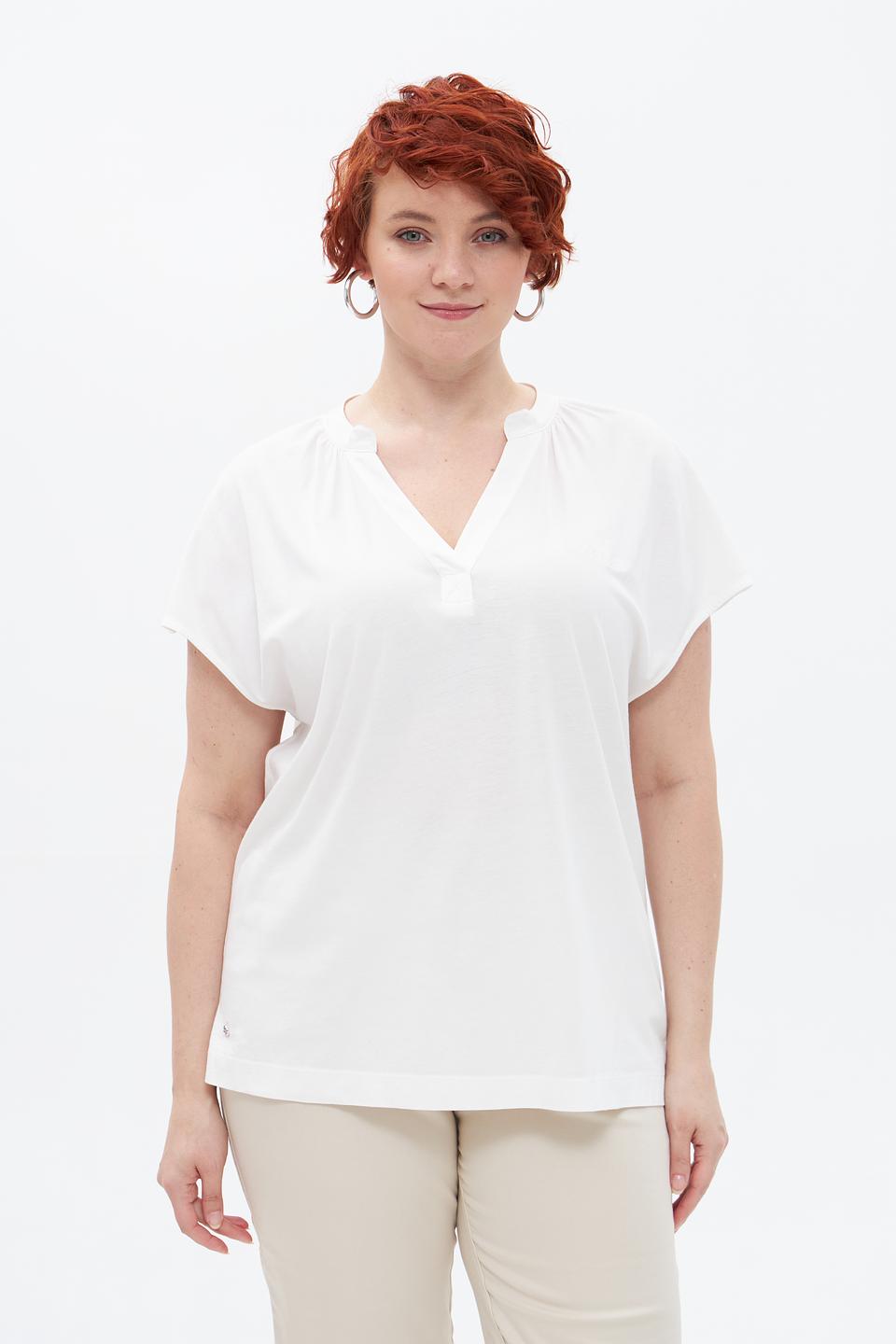 Блуза Marc Aurel белая с V-образным вырезом