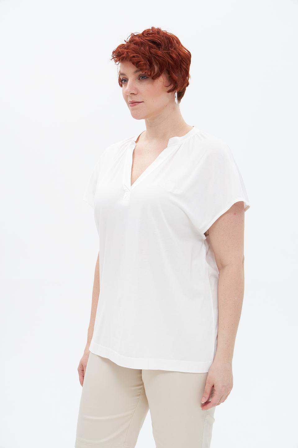 Блуза Marc Aurel белая с V-образным вырезом