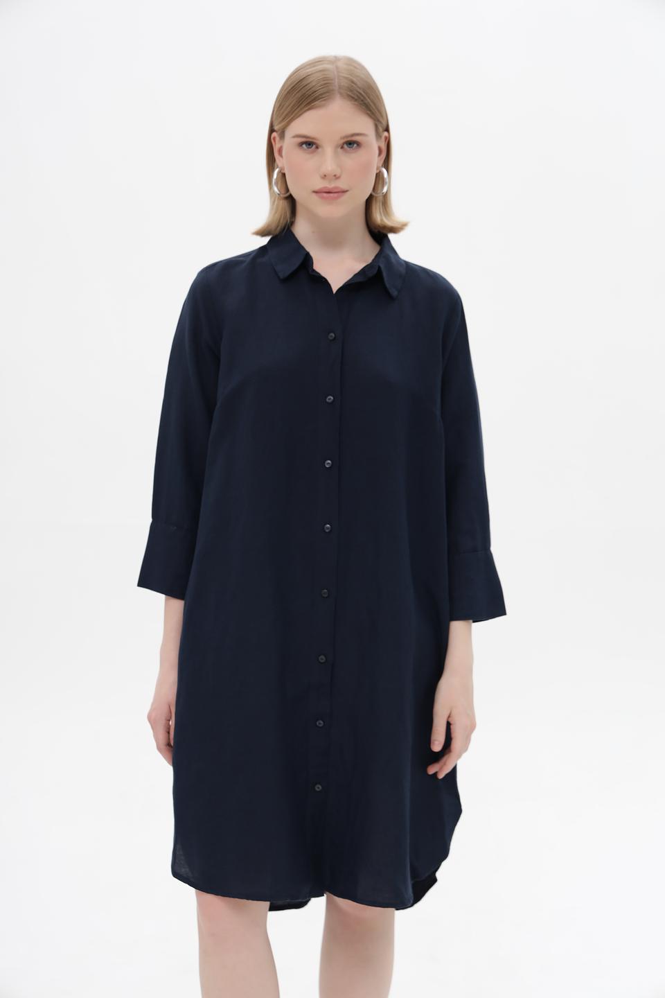 Платье-рубашка Tom Tailor тёмно-синее