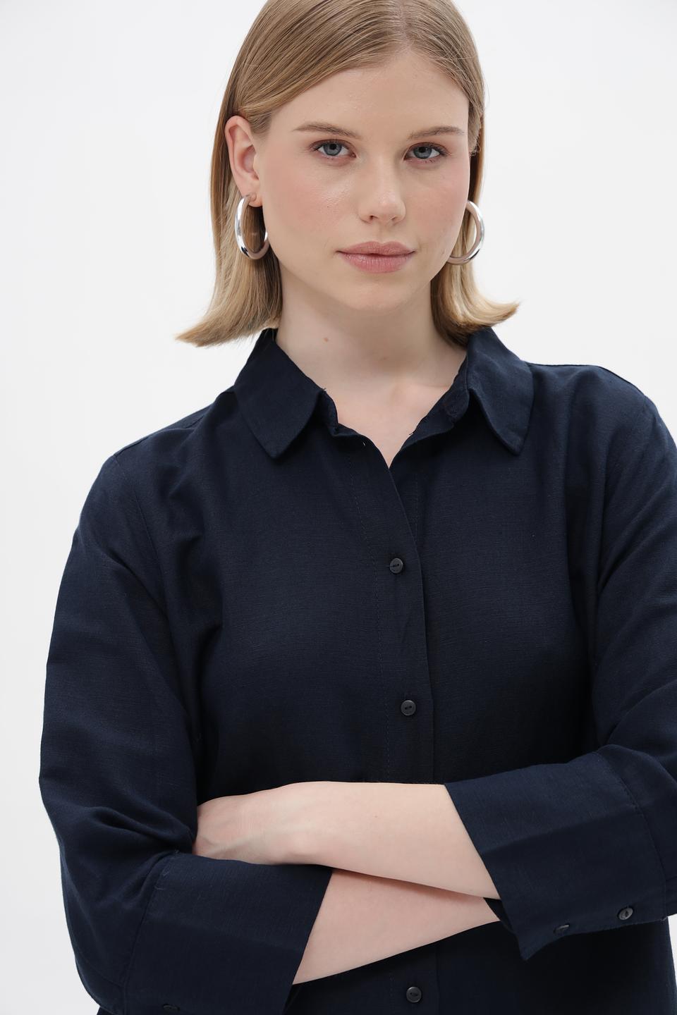 Платье-рубашка Tom Tailor тёмно-синее