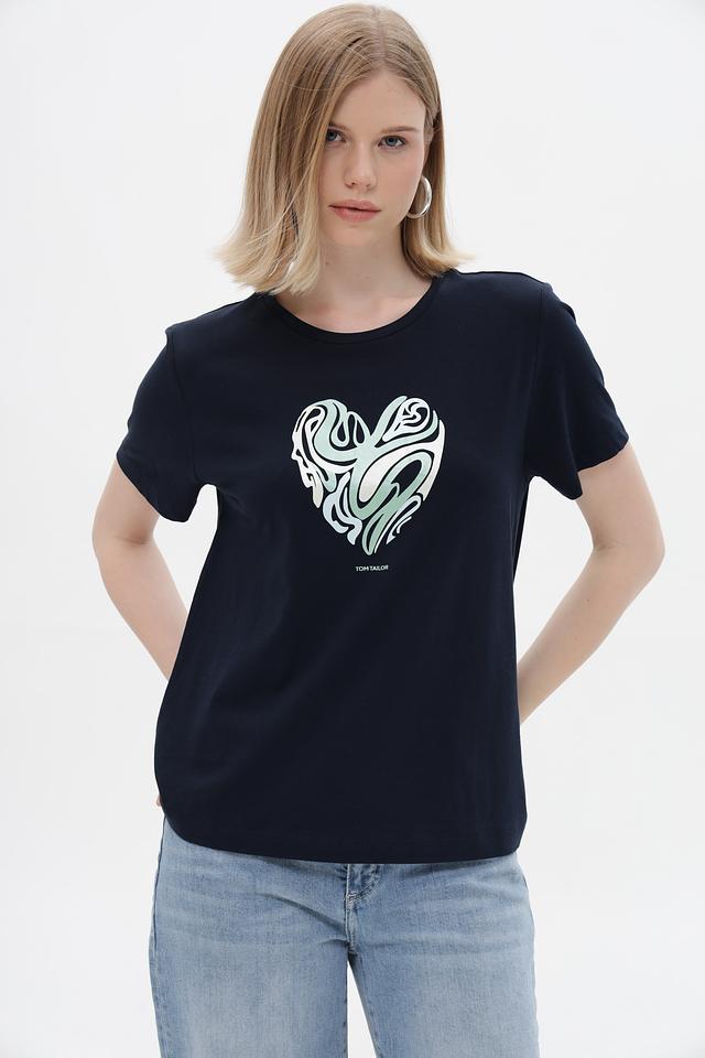 Футболка Tom Tailor с сердцем, чёрная