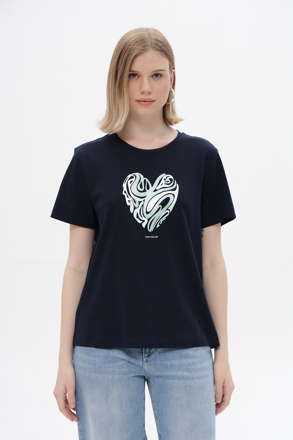 Футболка Tom Tailor с сердцем, чёрная