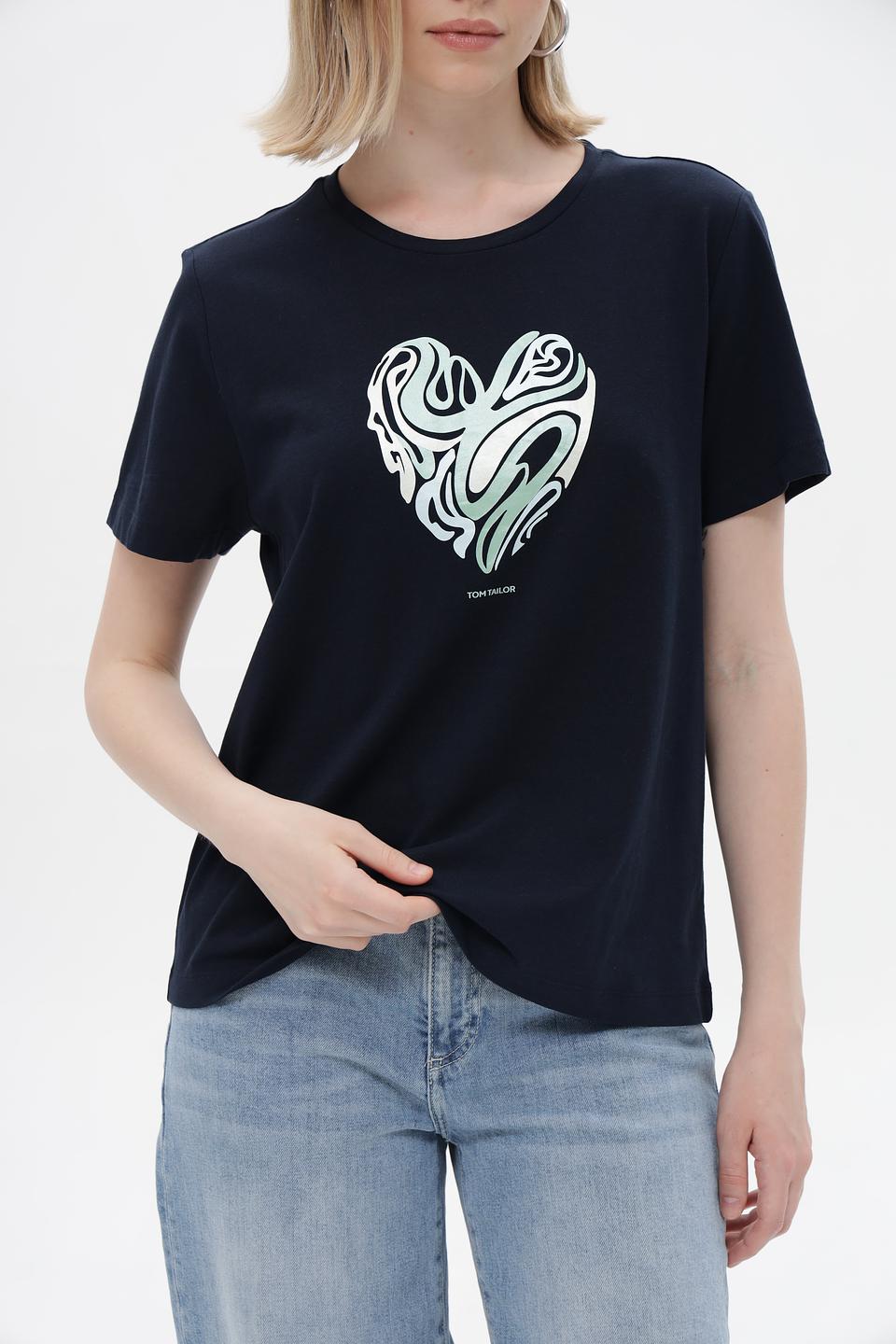 Футболка Tom Tailor с сердцем, чёрная