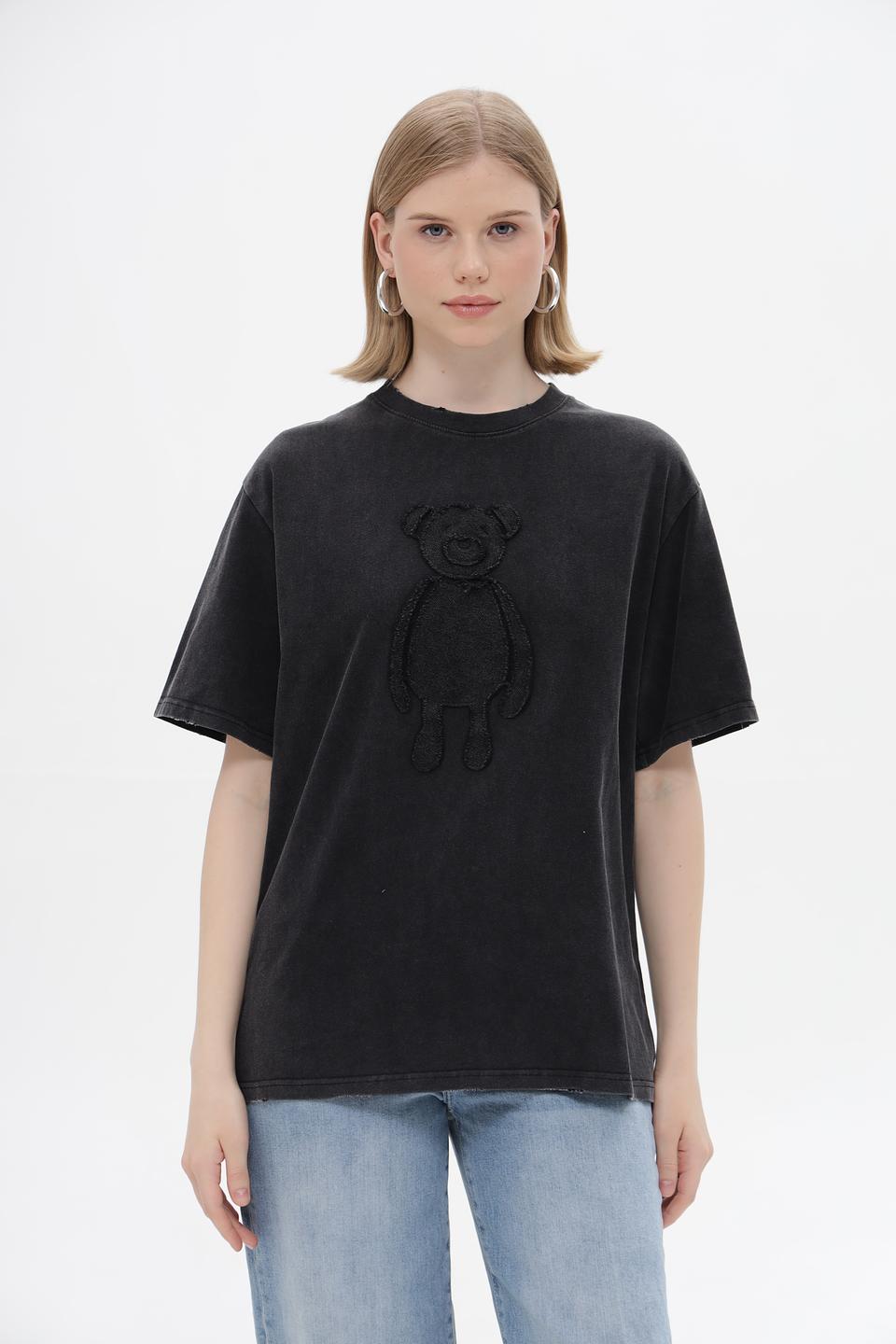 Футболка Electra style с медведем чёрная