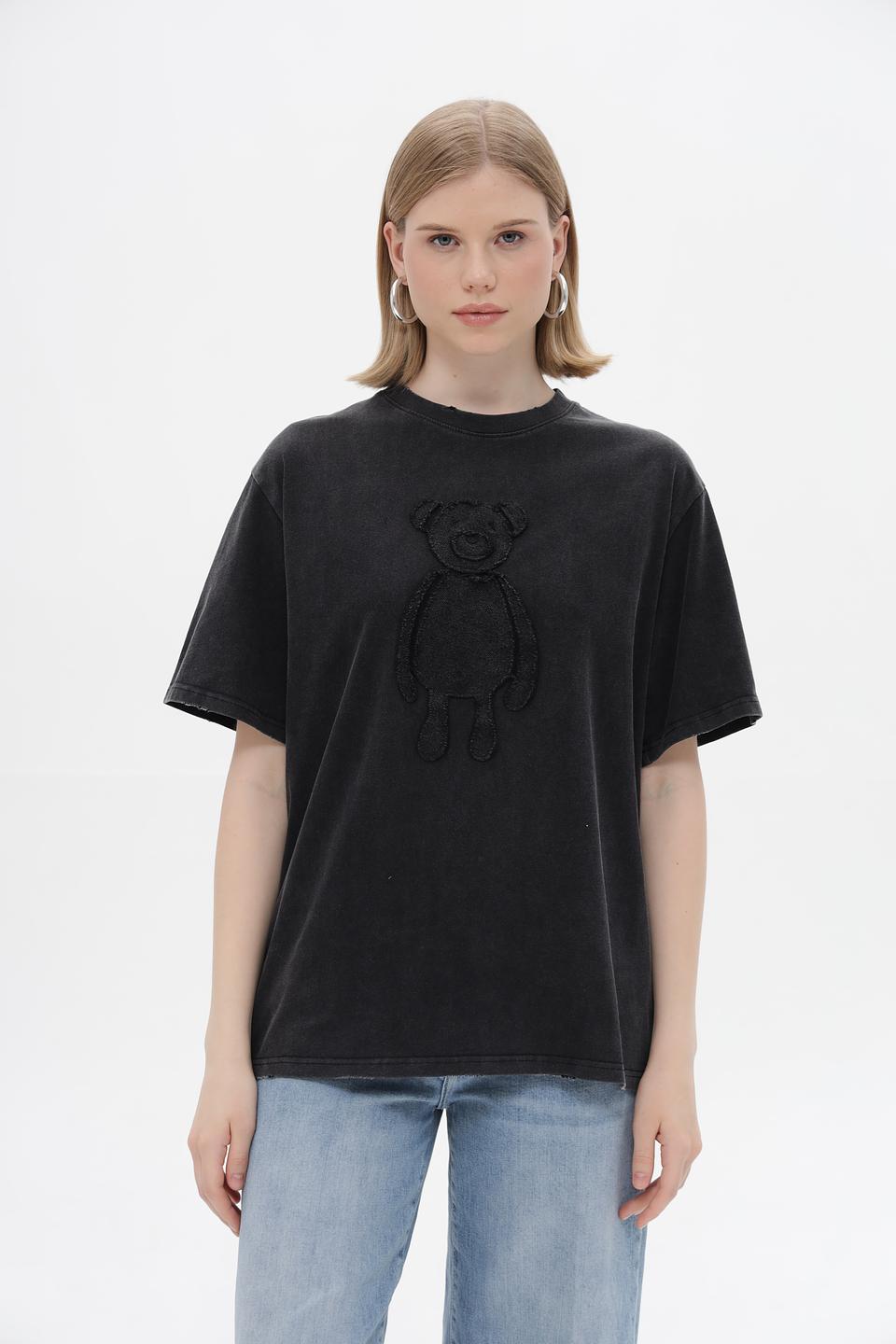 Футболка Electra style с медведем чёрная