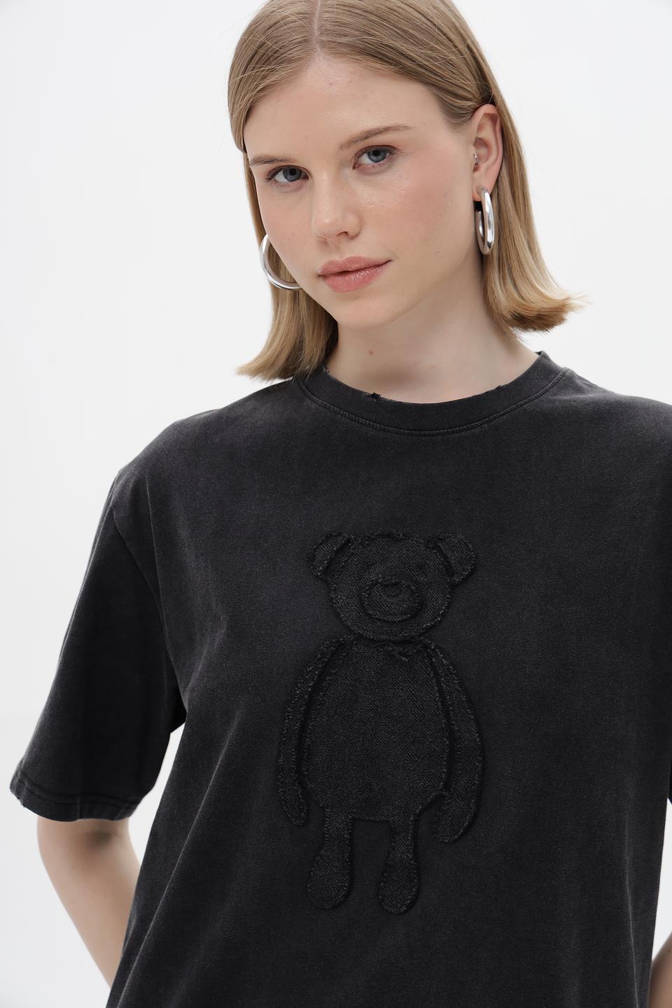 Футболка Electra style с медведем чёрная
