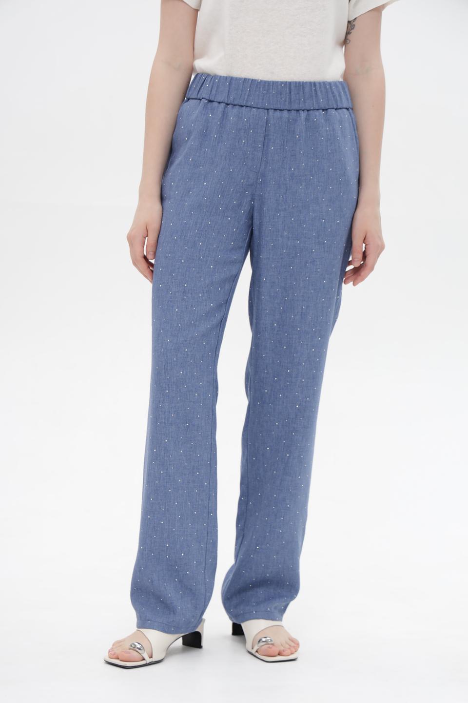 Брюки Toni collection в горошек голубой
