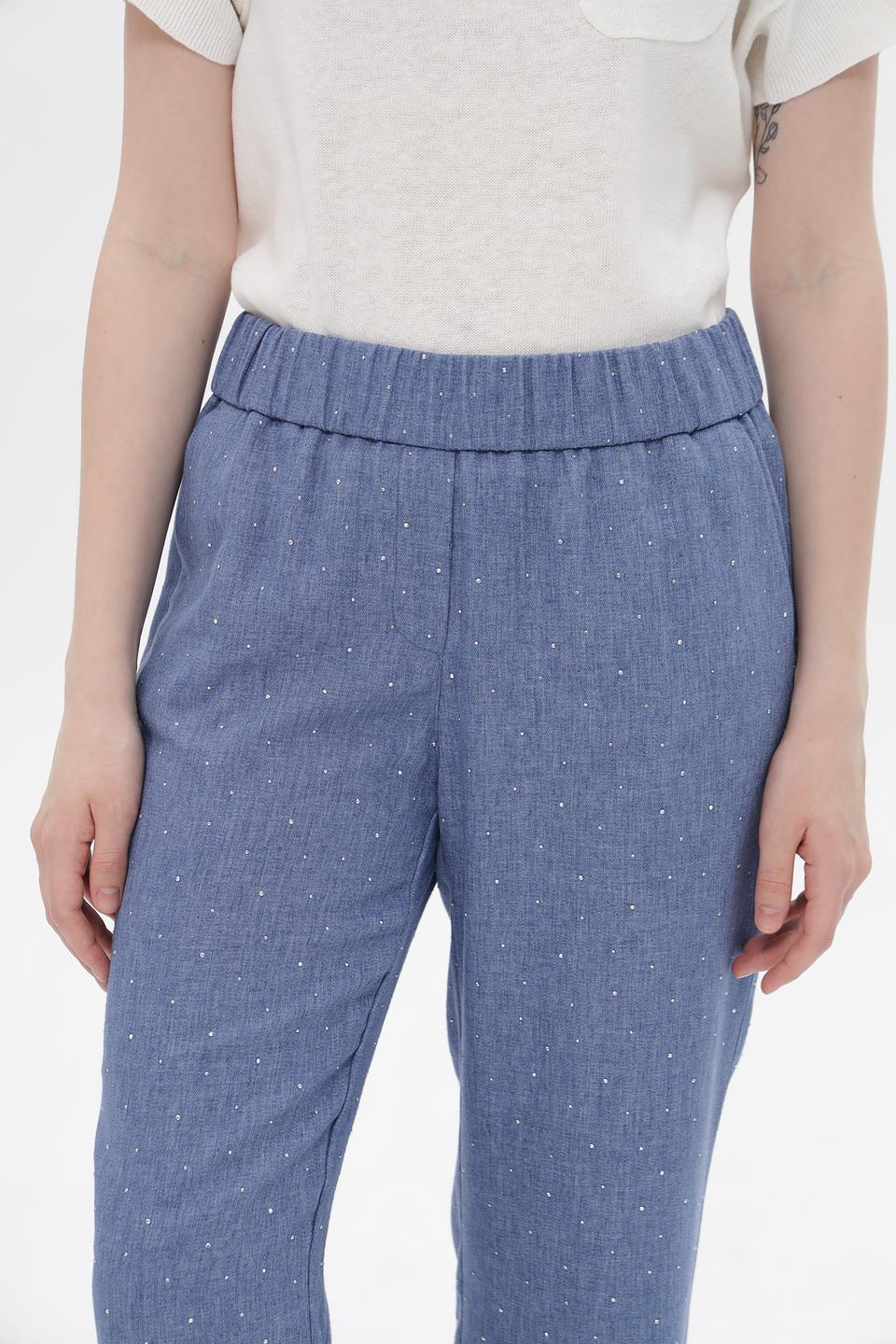 Брюки Toni collection в горошек голубой